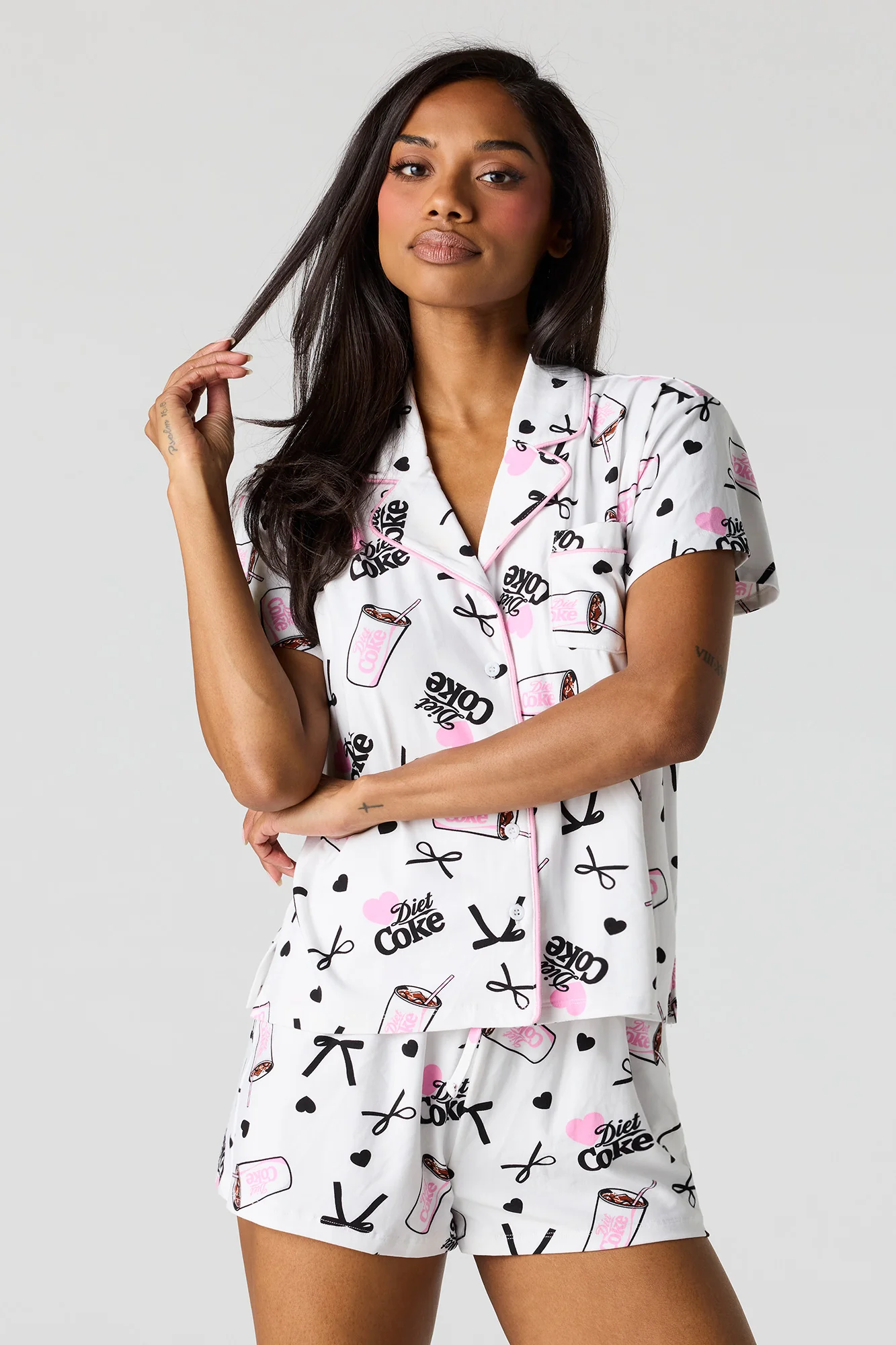 Coca-Cola Button-Up Top & Short Pajama Set