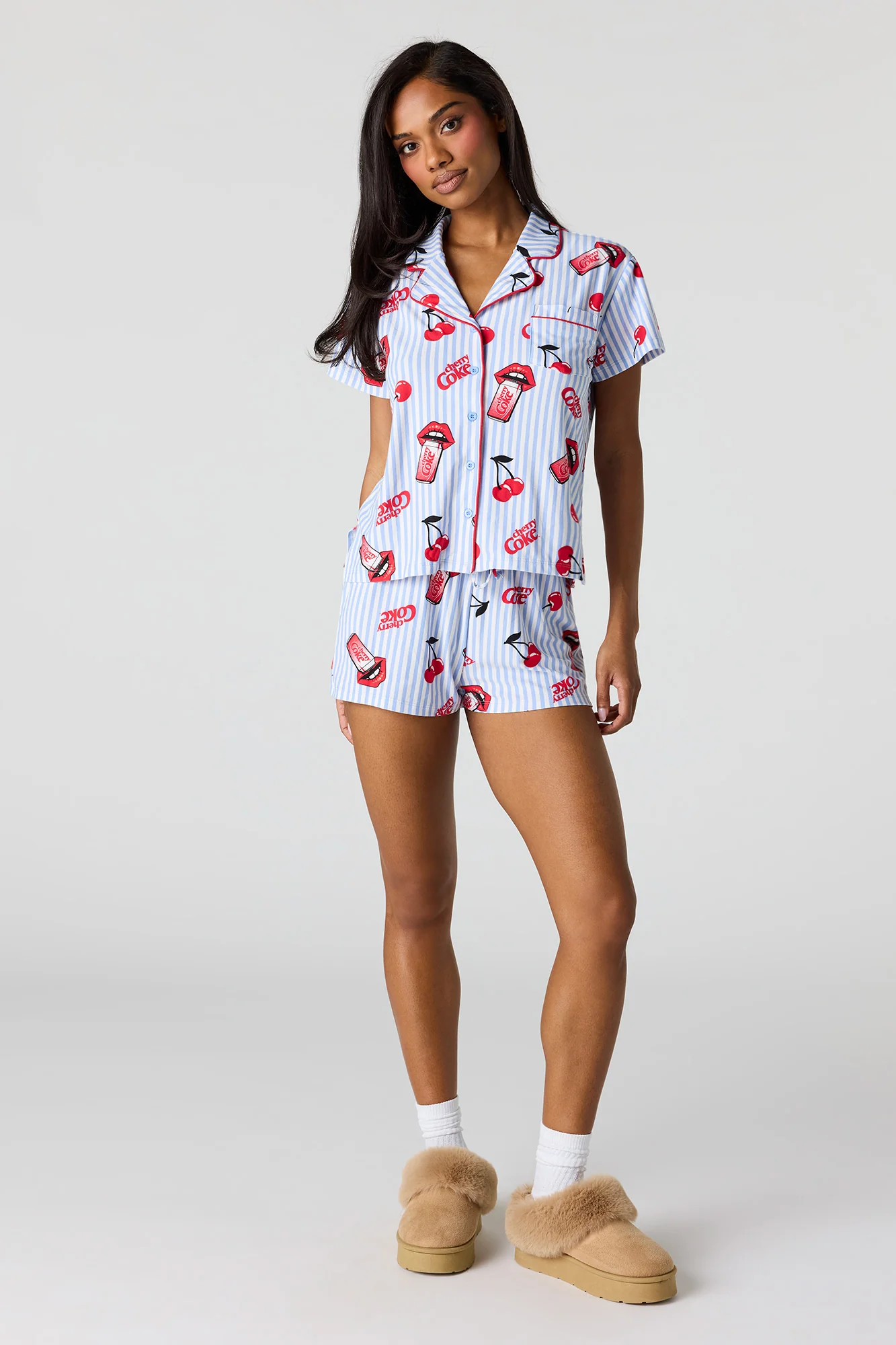 Coca-Cola Button-Up Top & Short Pajama Set - Image 6