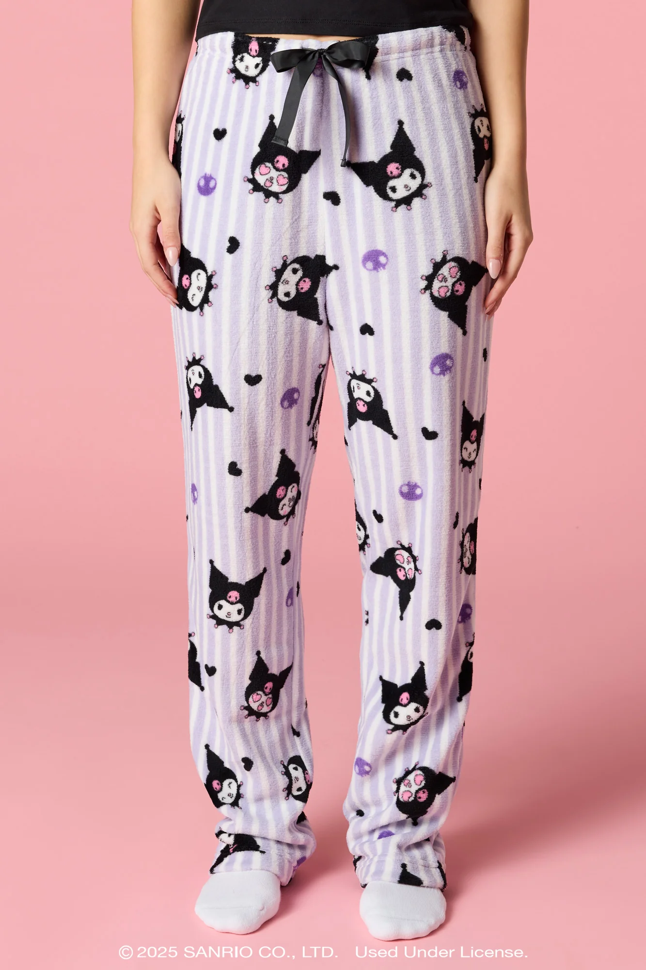 Kuromi™ HD Print T-Shirt & Plush Pant Pajama Set - Image 3
