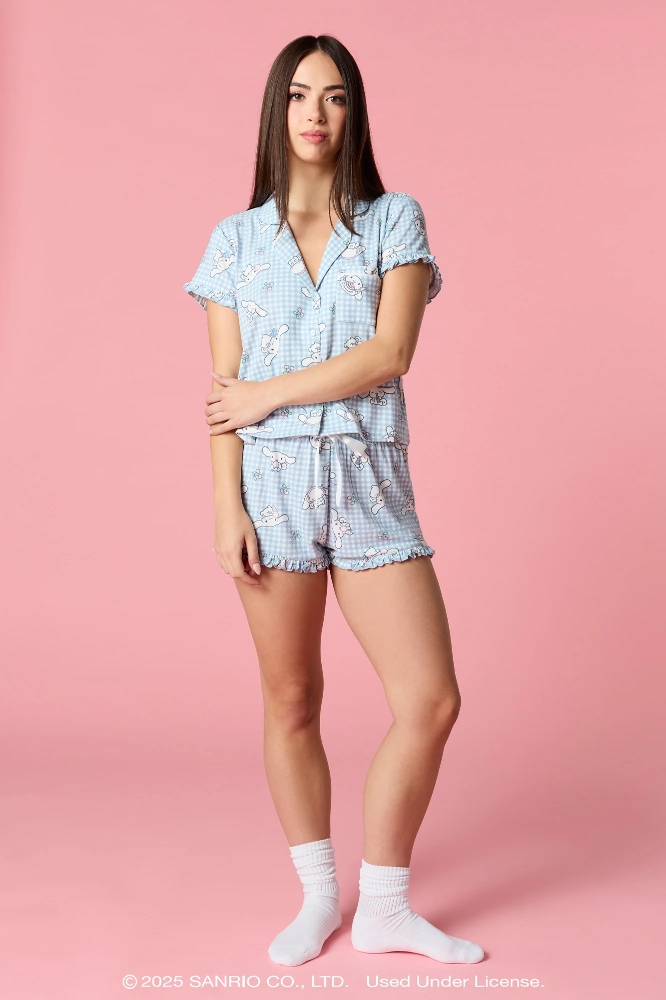 Cinnamoroll™ Ruffle Button-Up Top & Short Pajama Set - Image 3