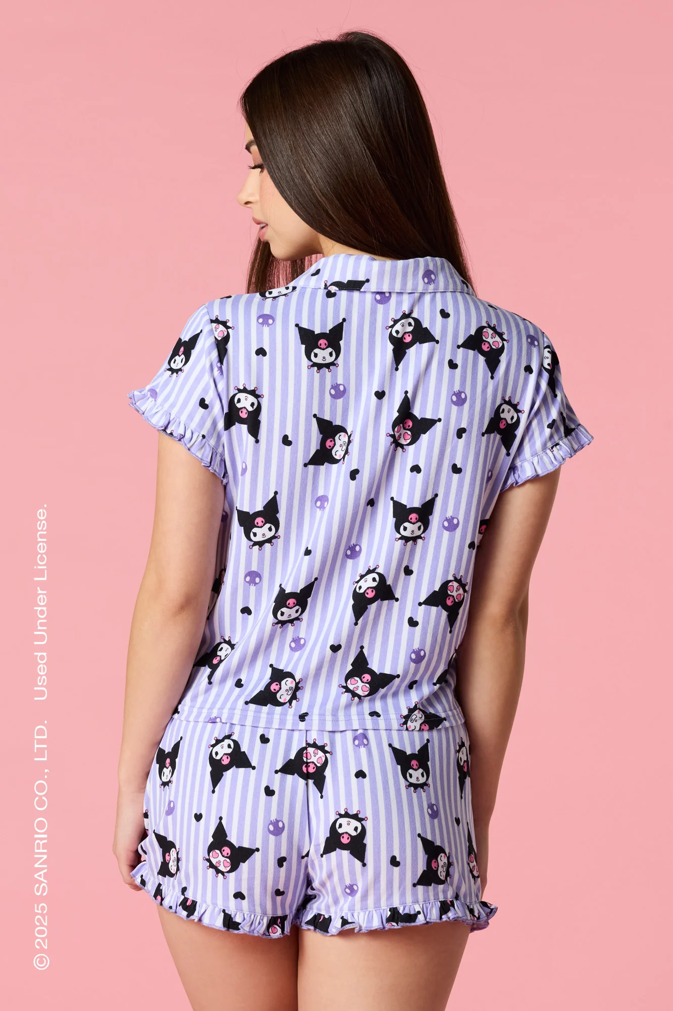 Kuromi™ Ruffle Button-Up Top & Short Pajama Set - Image 2