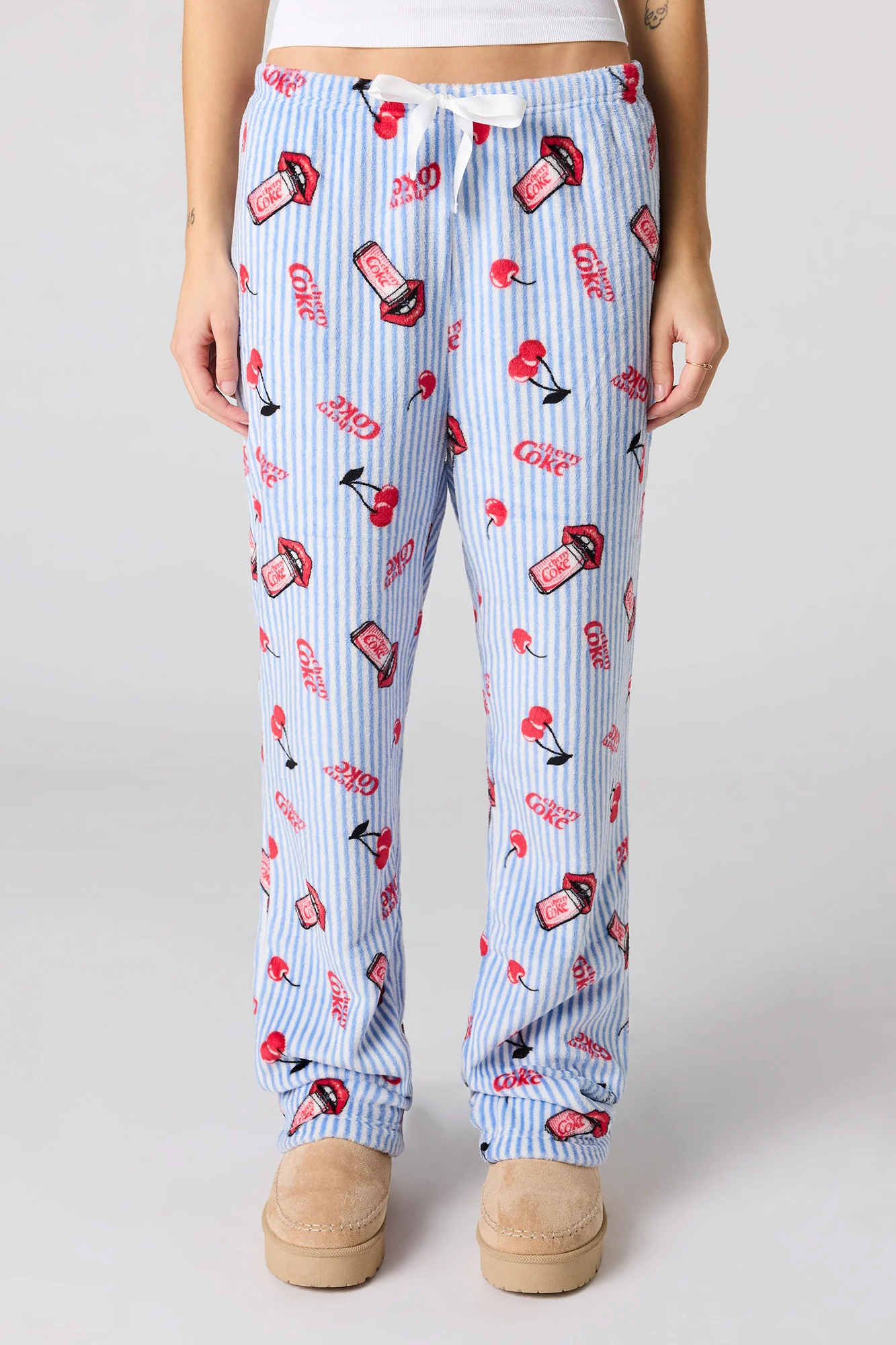Cherry Coke Print Plush Pajama Pant - Image 2