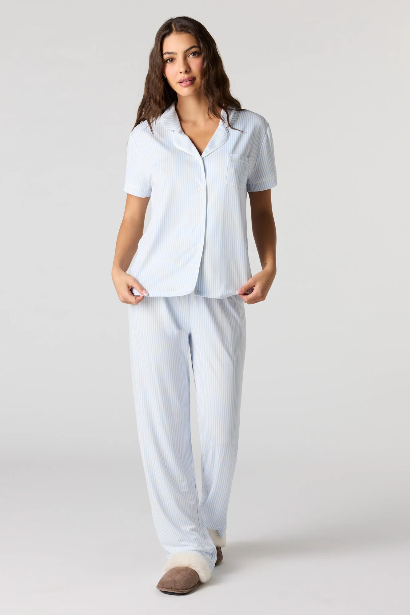 Printed Button-Up Top & Printed Pant Pajama Set - Image 21