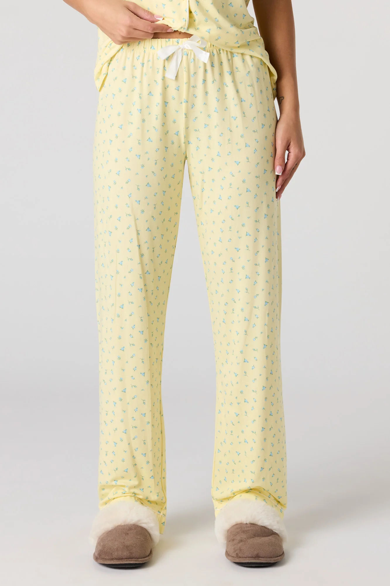 Printed Button-Up Top & Printed Pant Pajama Set - Image 3