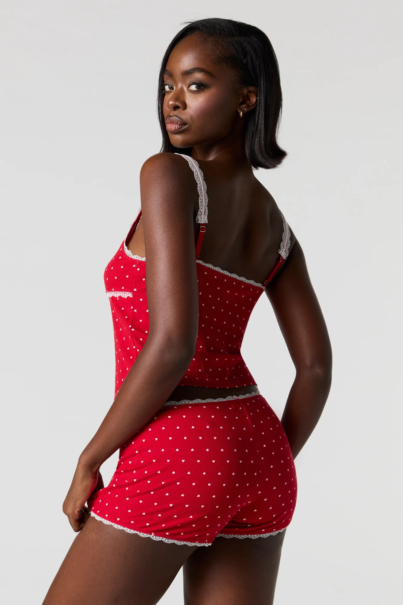 Printed Ribbed Tank & Short Pajama Set - Image 11