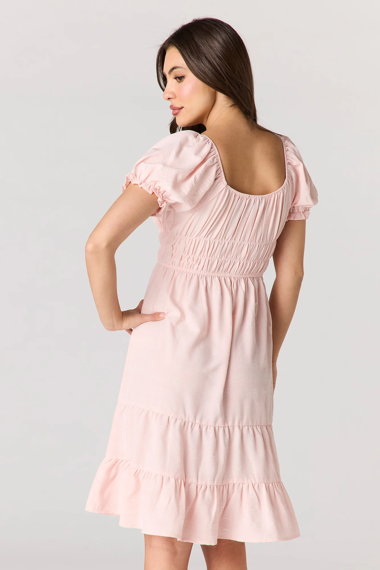 Puff Sleeve Tiered Midi Dress - Image 2
