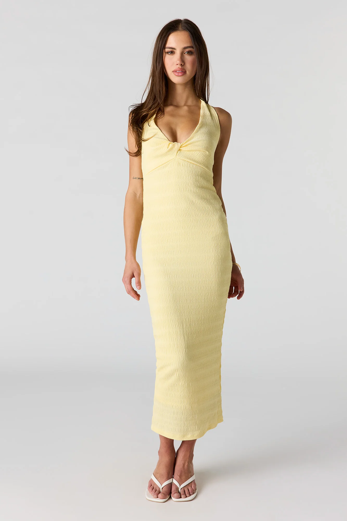 Textured Knit Midi Halter Dress - Image 4