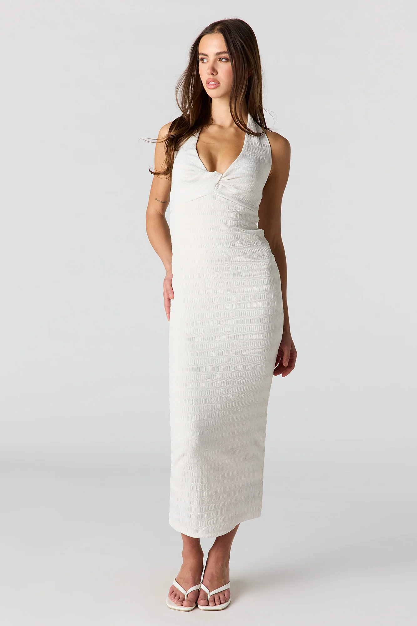 Textured Knit Midi Halter Dress - Image 5
