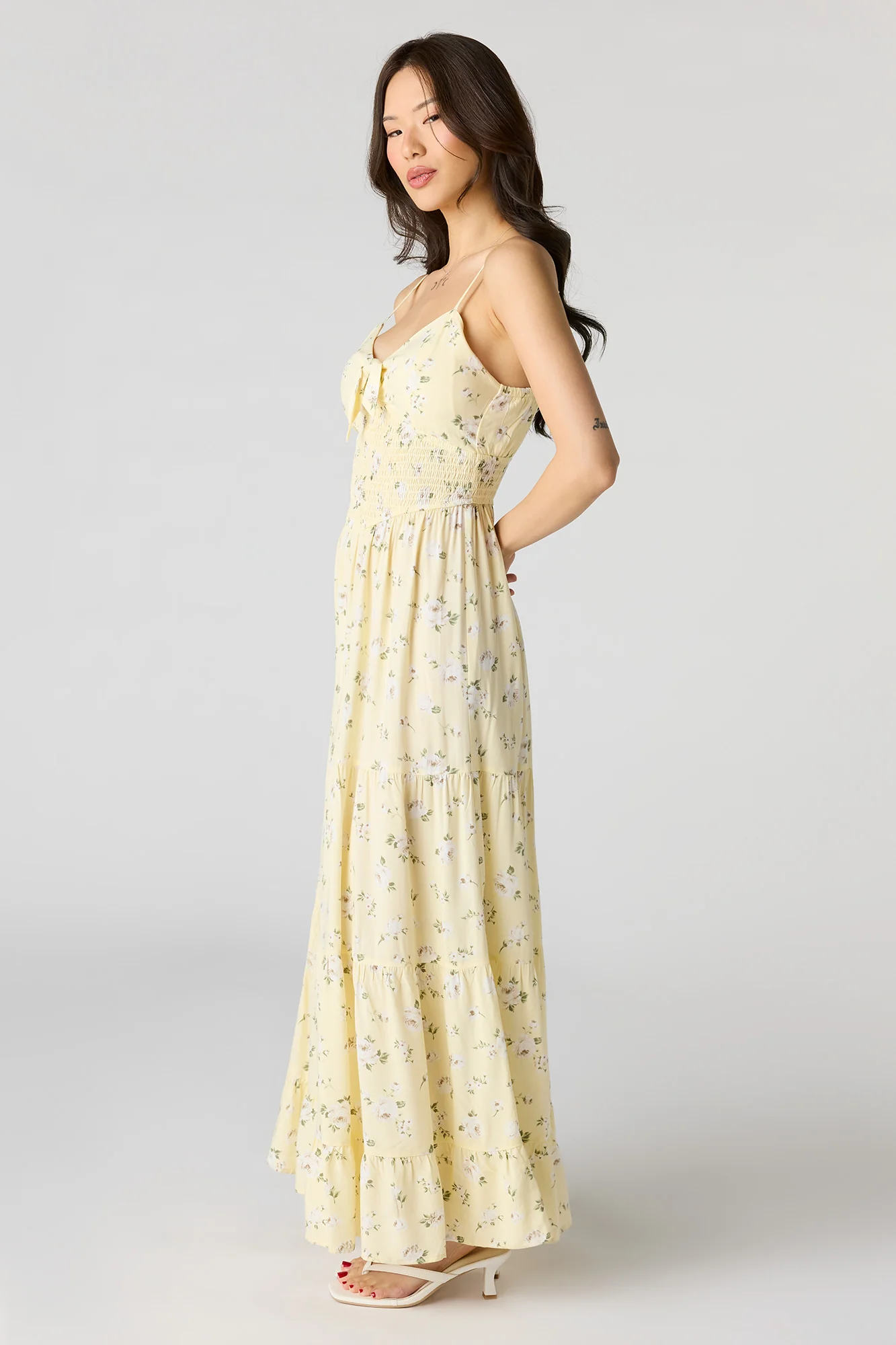 Floral Bow Front Tiered Maxi Dress - Image 2