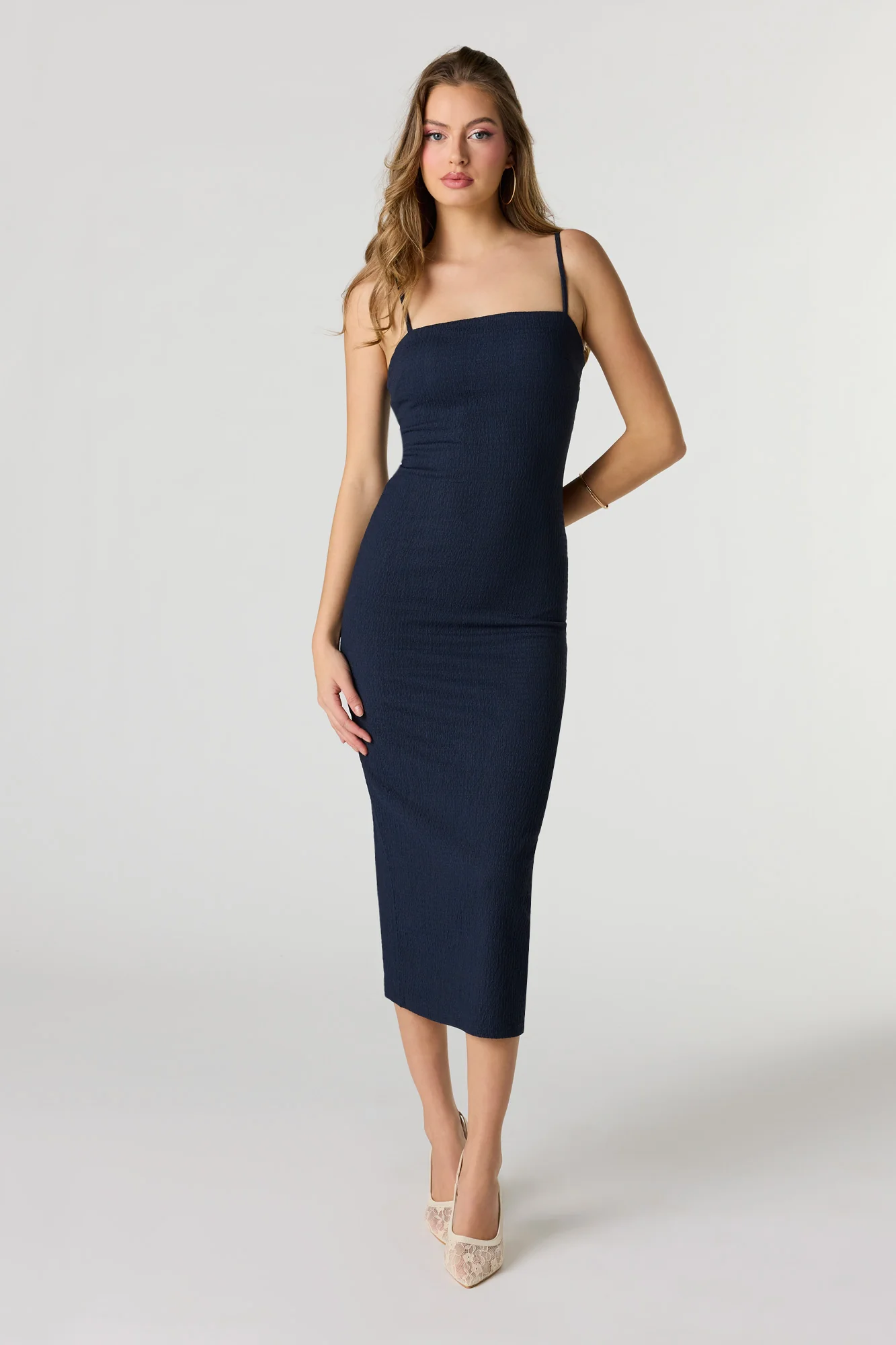 Textured Knit Midi Dress