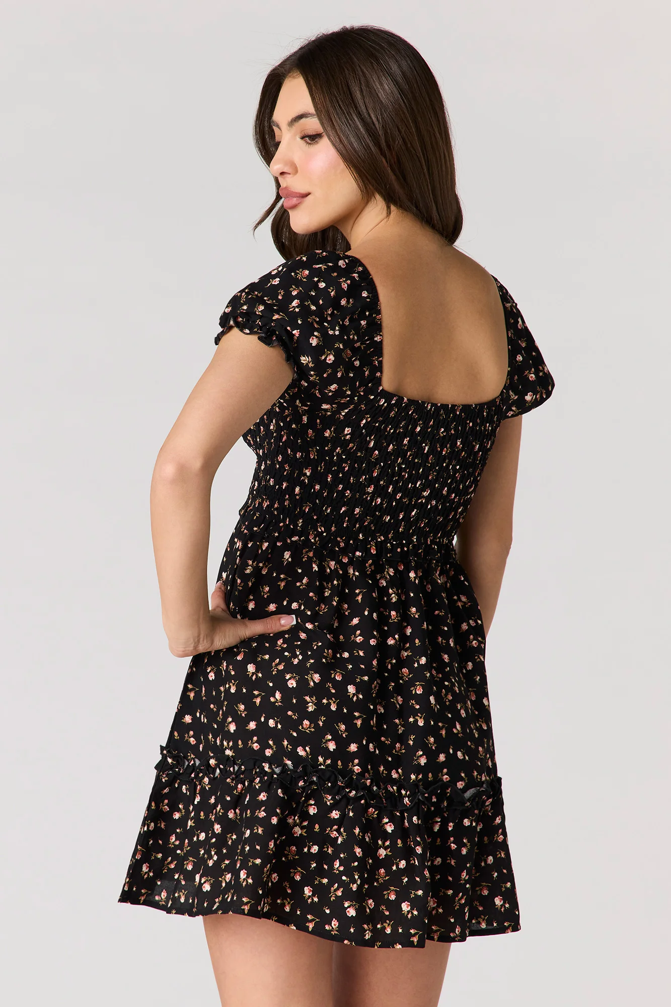 Floral Smocked Mini Dress - Image 5