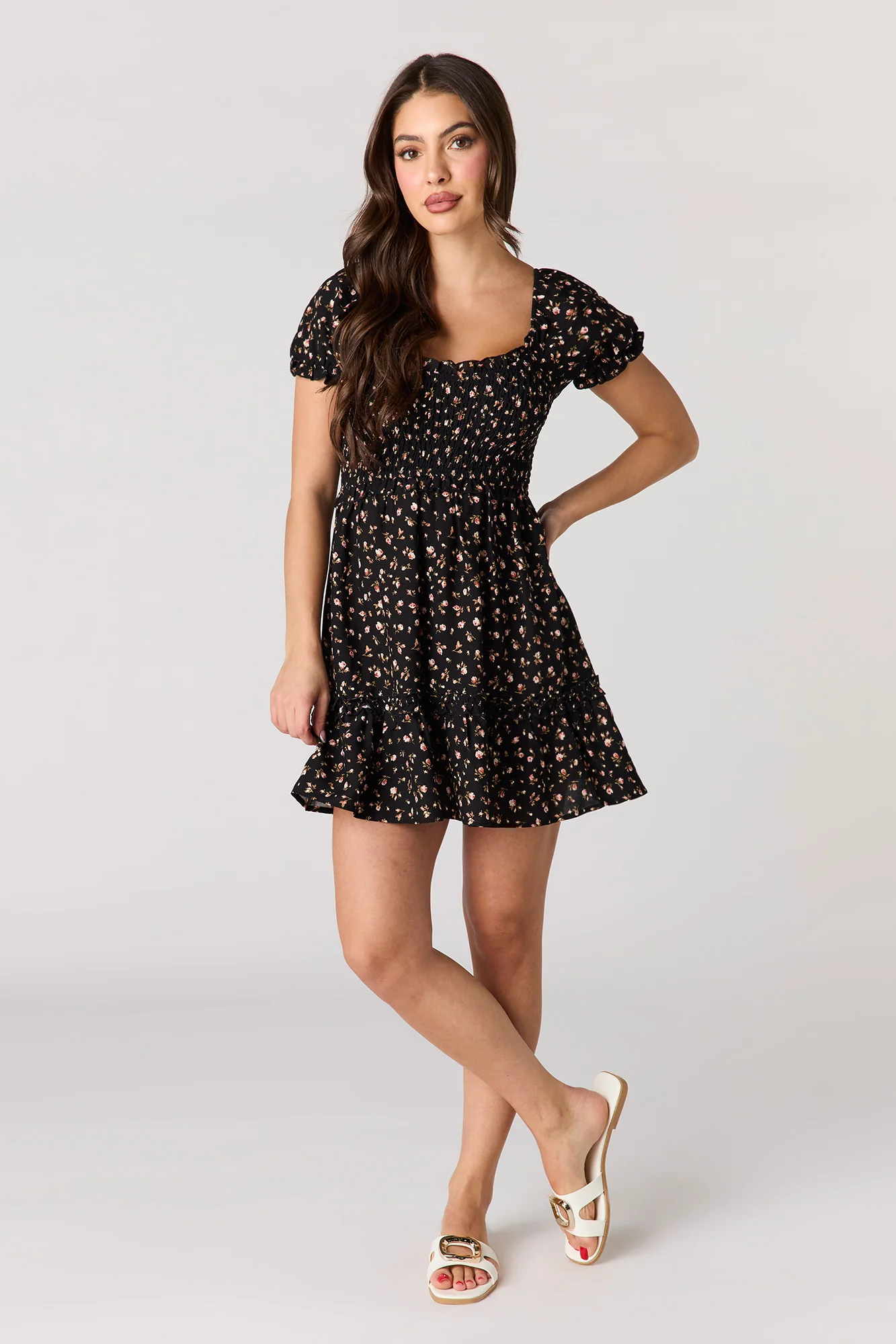 Floral Smocked Mini Dress - Image 6