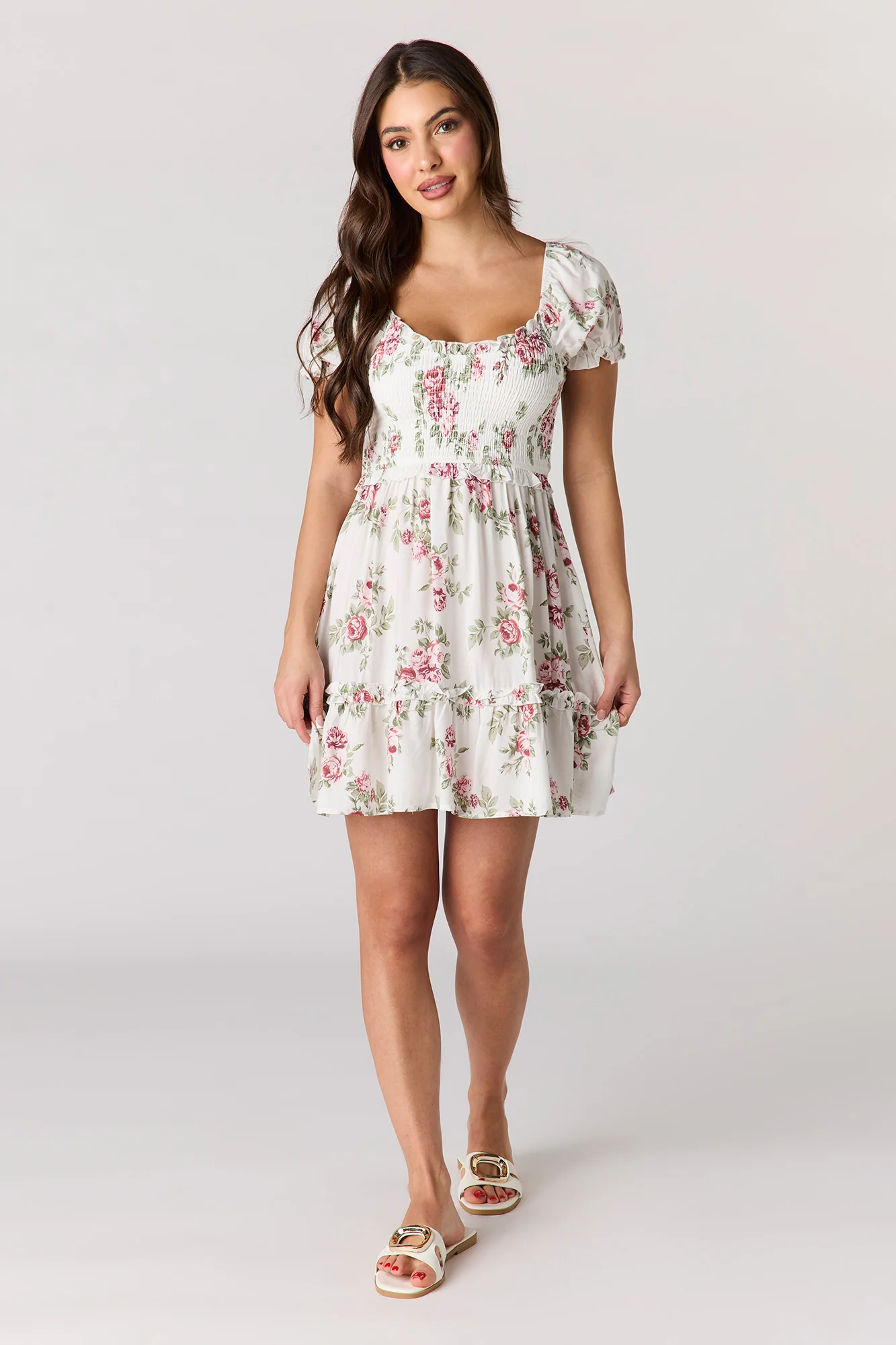 Floral Smocked Mini Dress - Image 9