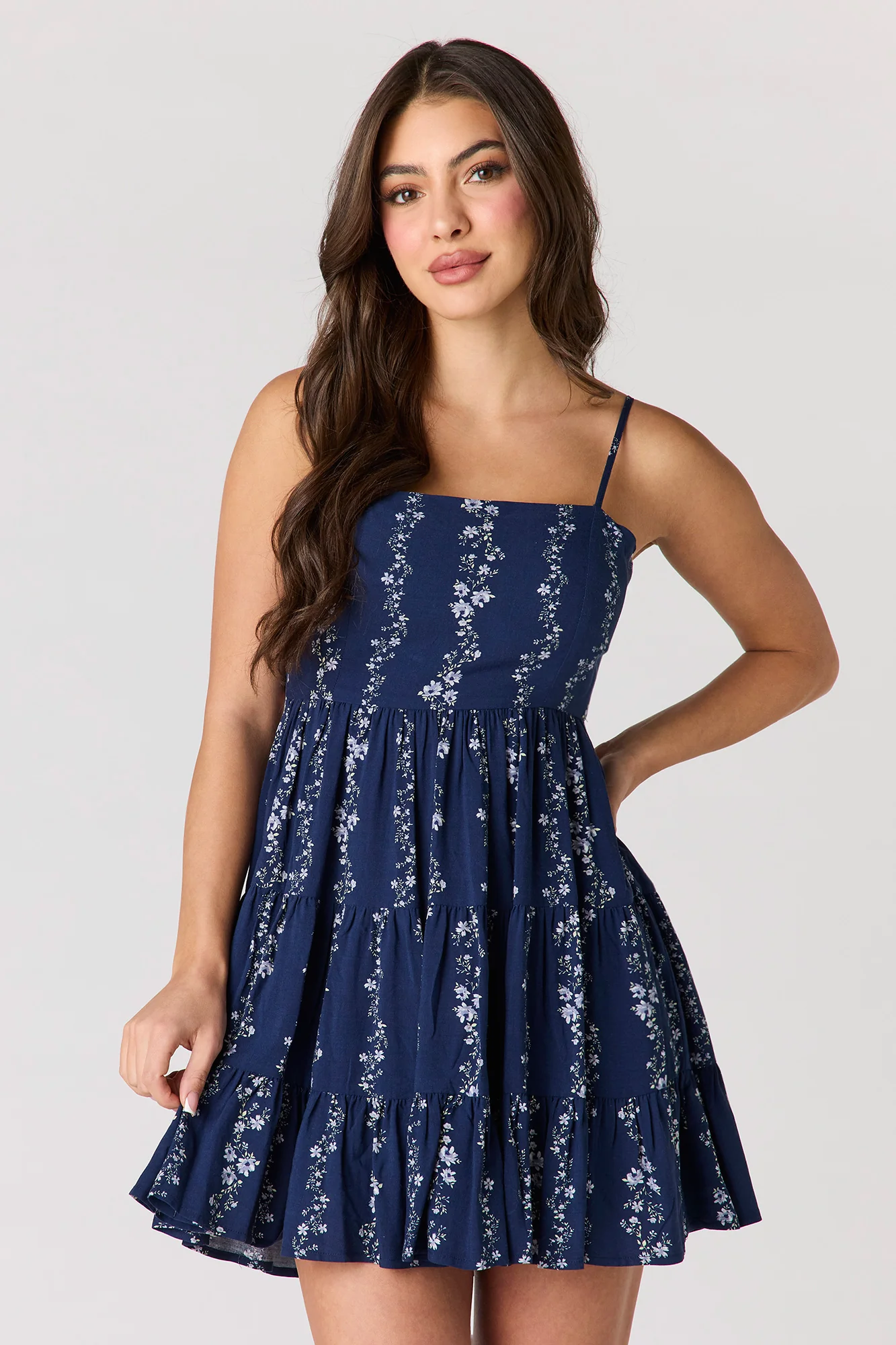 Braless Tie Back Tiered Mini Dress - Image 4