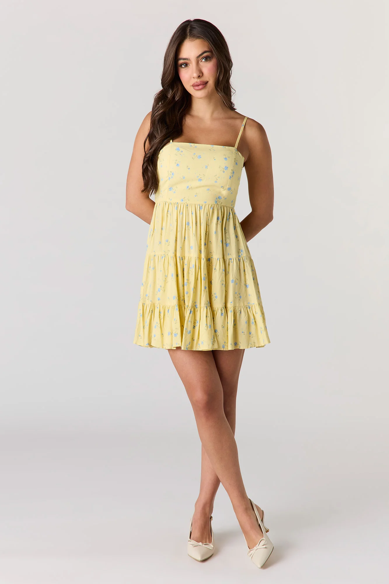 Braless Tie Back Tiered Mini Dress - Image 9