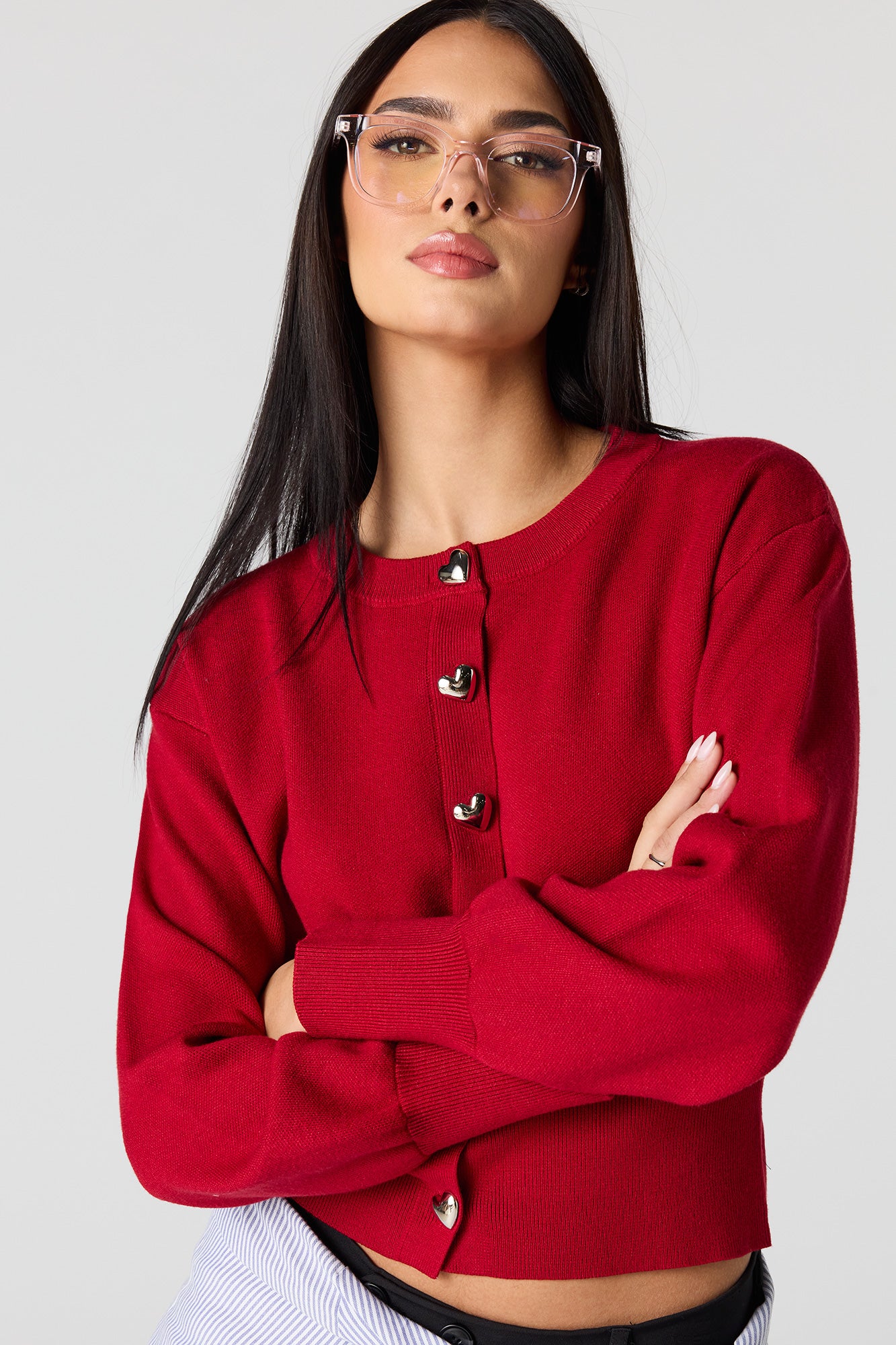 Heart Button Front Cardigan