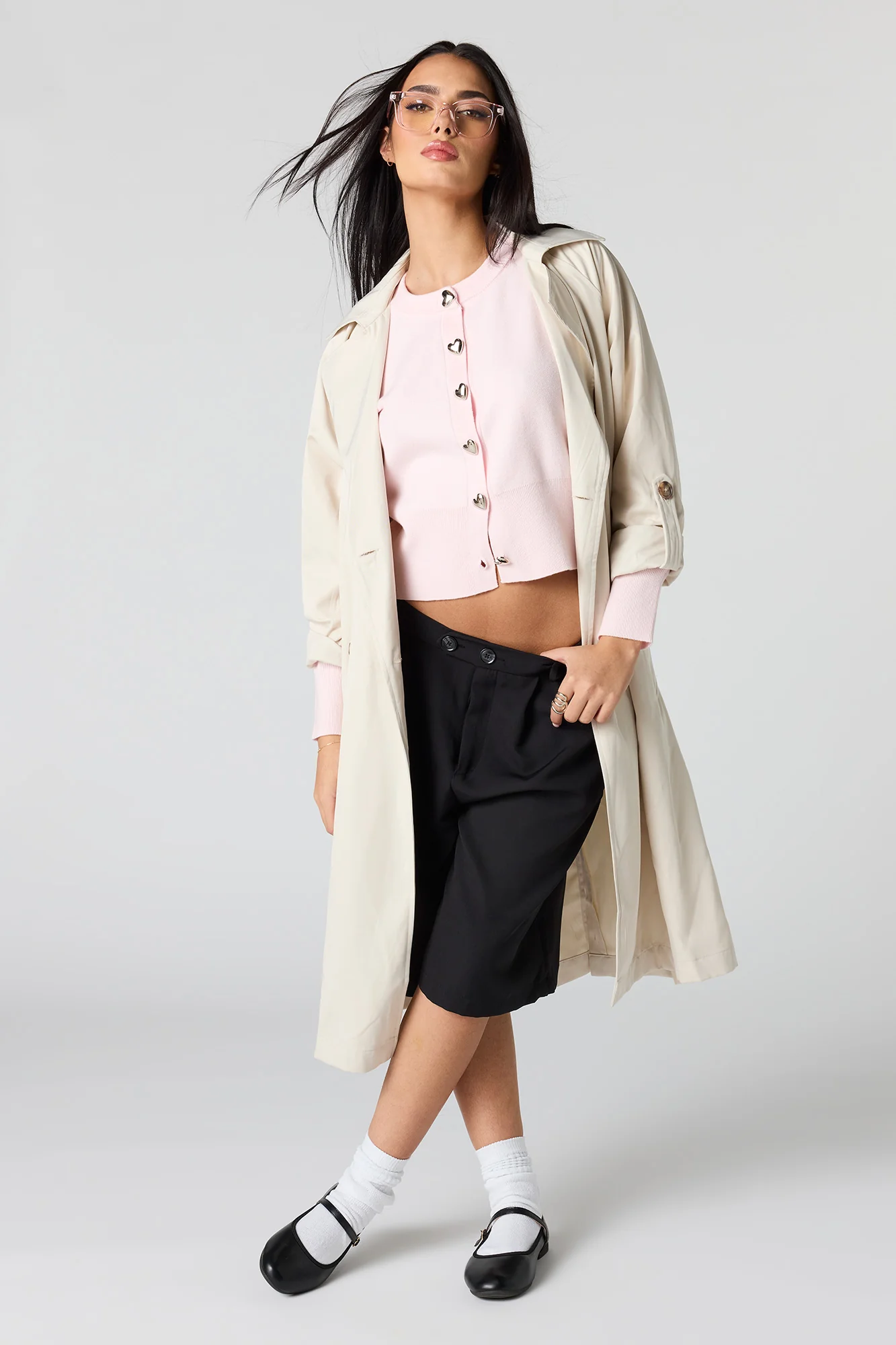 Heart Button Front Cardigan - Image 13