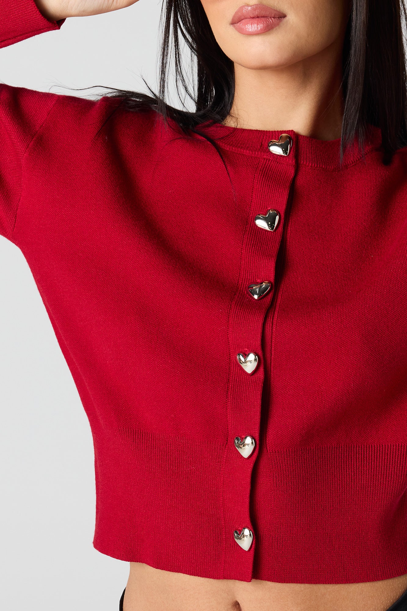 Heart Button Front Cardigan - Image 4