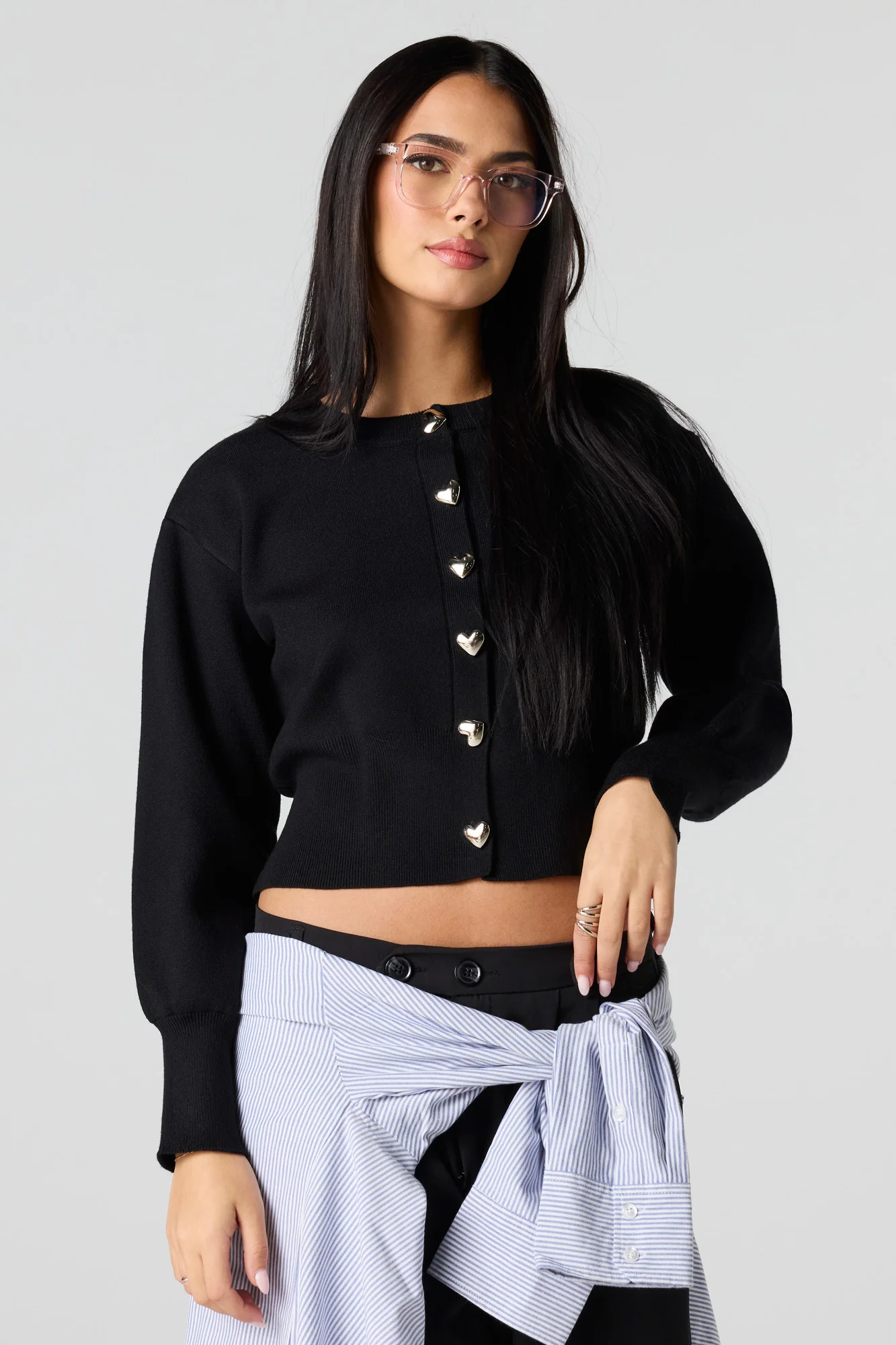 Heart Button Front Cardigan - Image 5