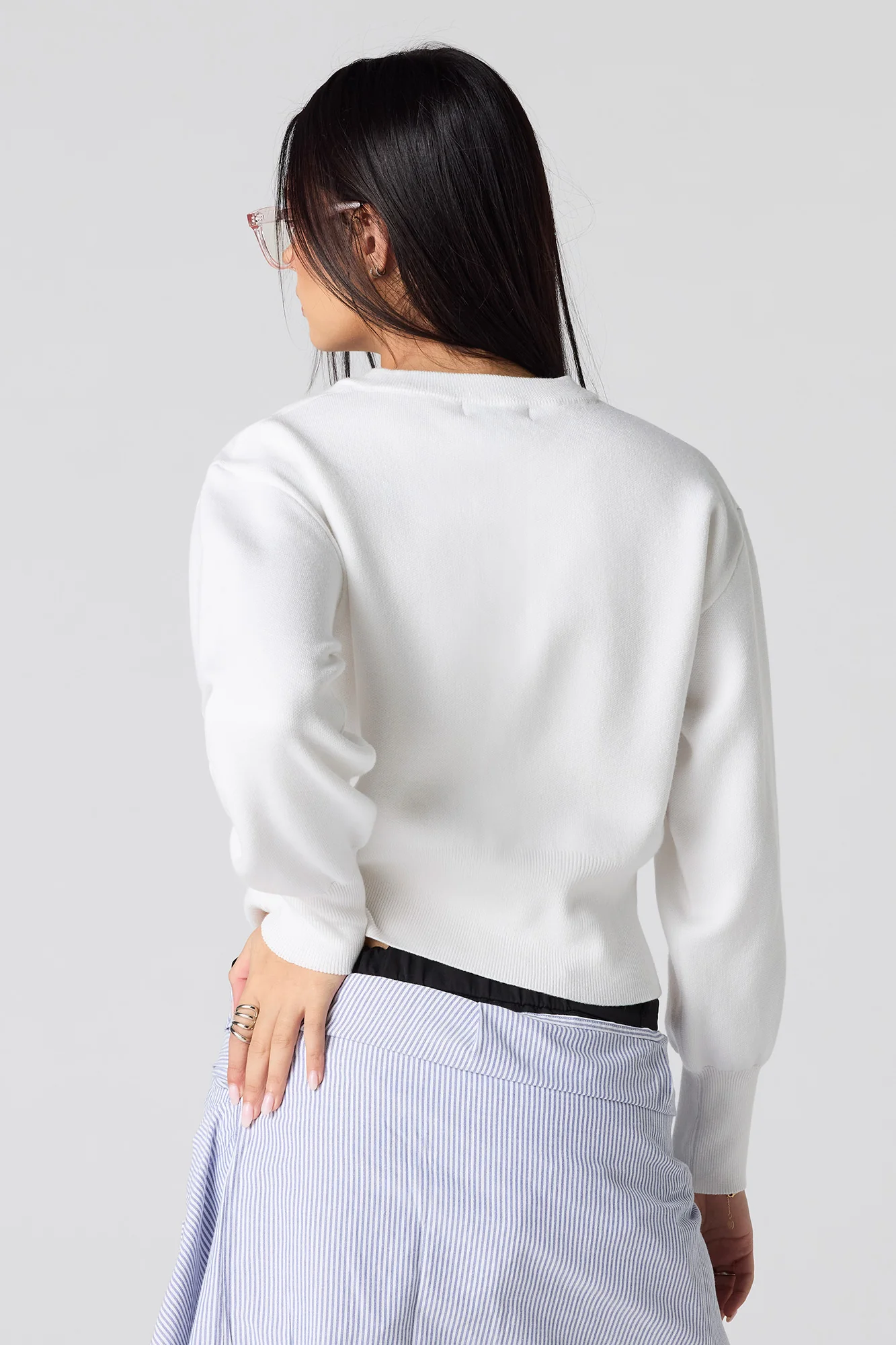 Heart Button Front Cardigan - Image 9