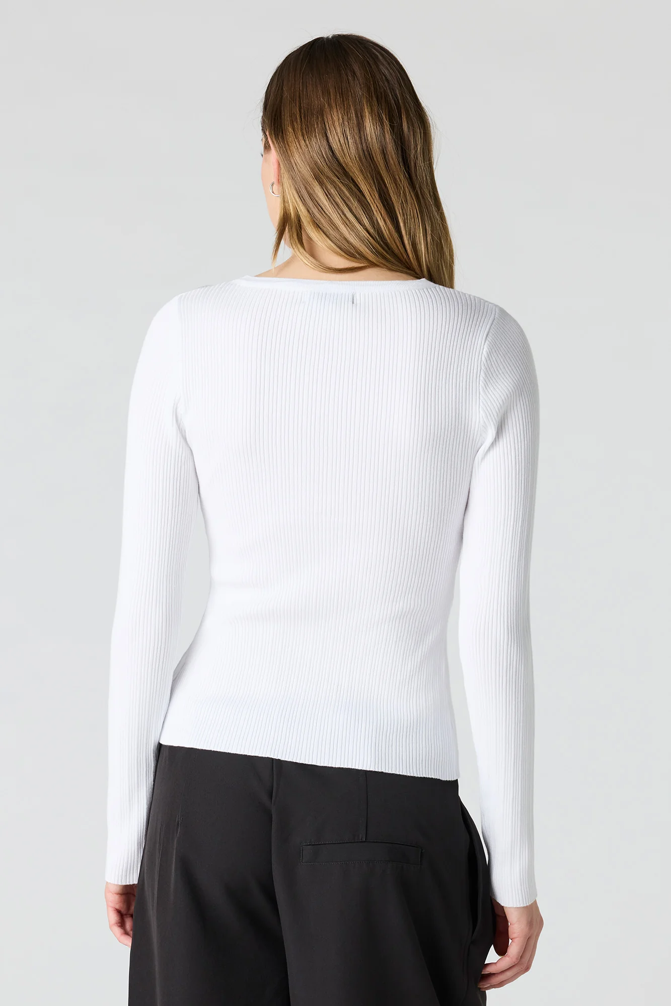 Ribbed Knit Flyaway Button-Up Cardigan - Image 8