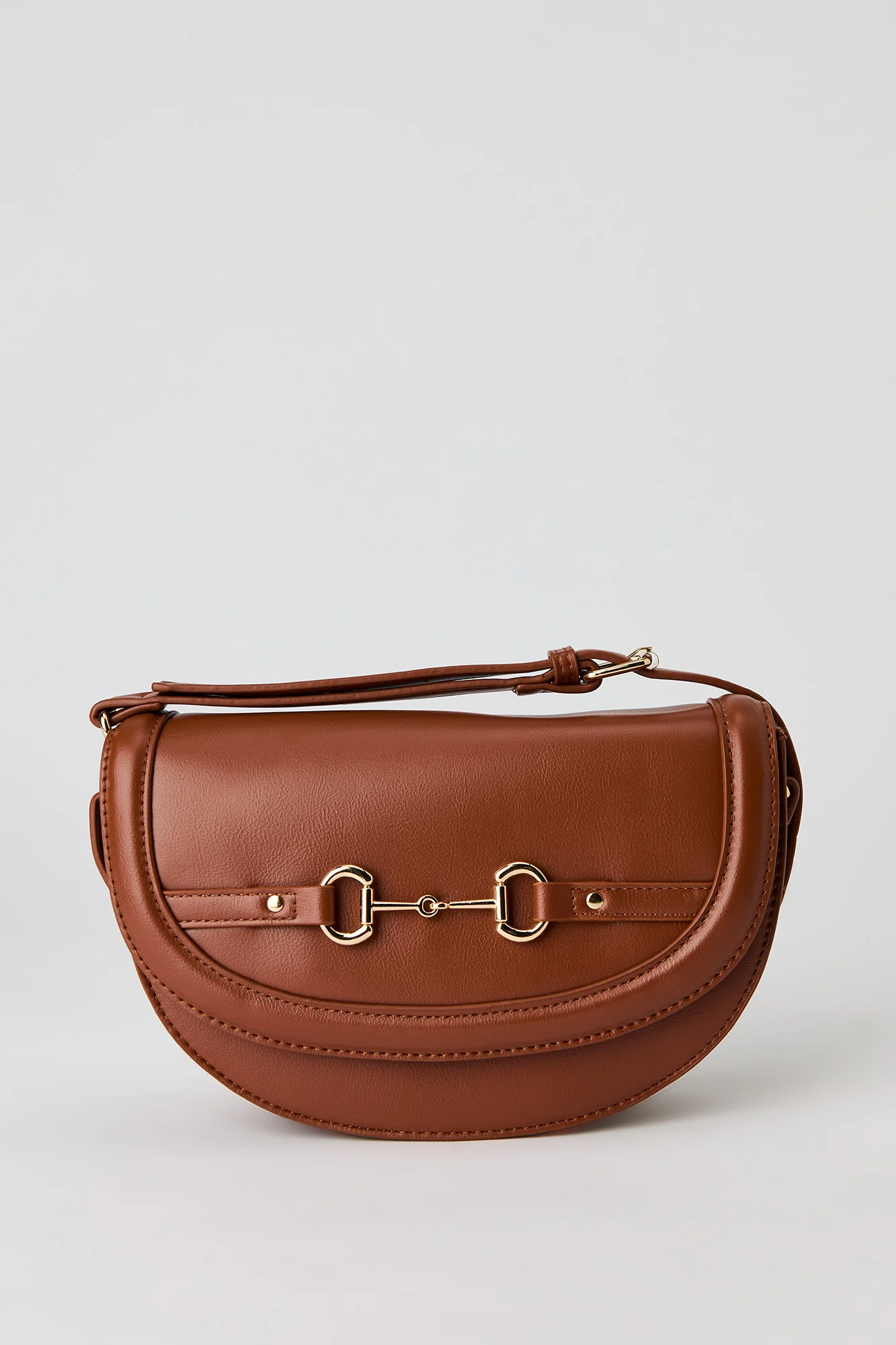 Faux Leather Crossbody Saddle Bag