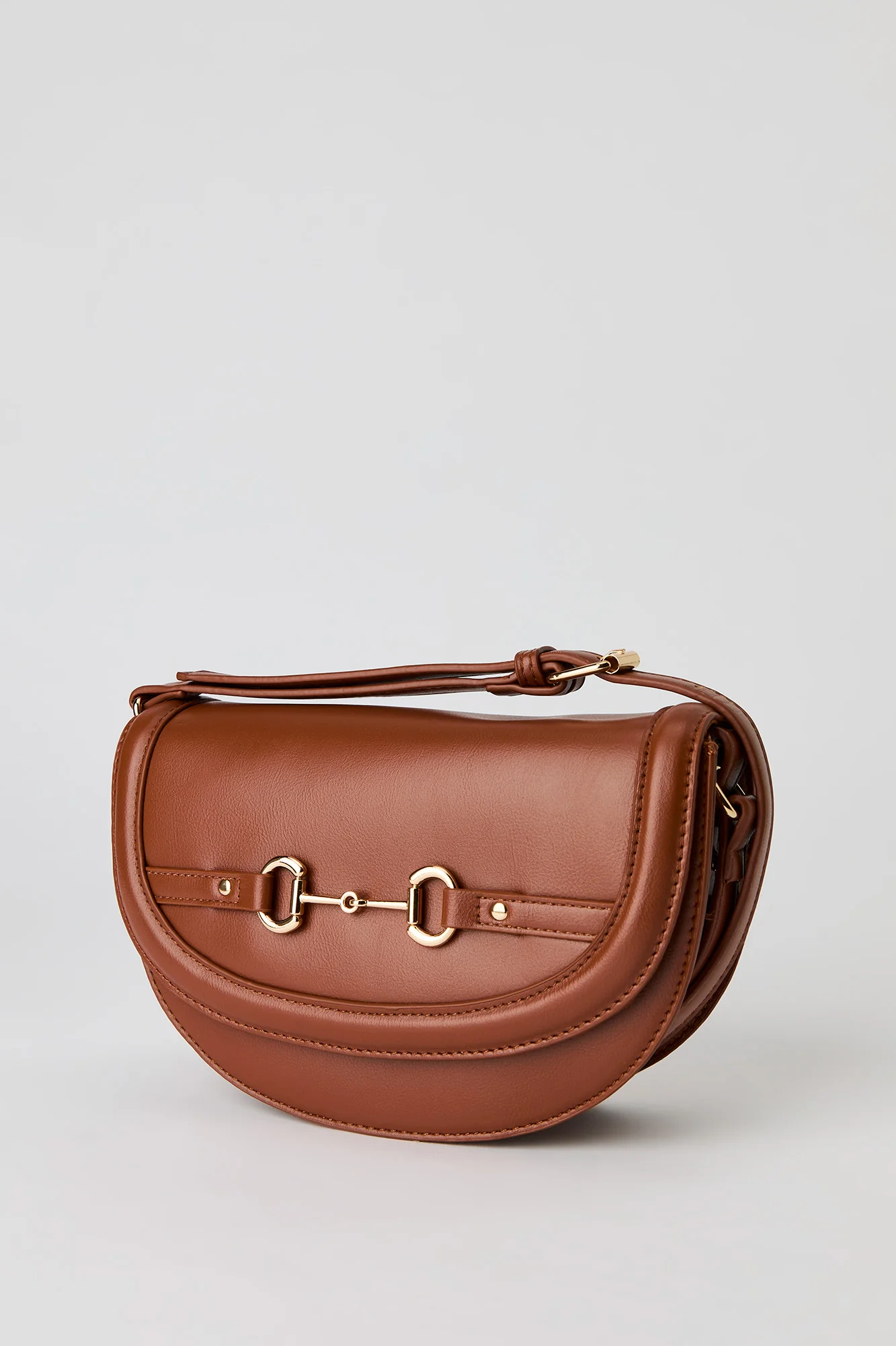 Faux Leather Crossbody Saddle Bag - Image 2