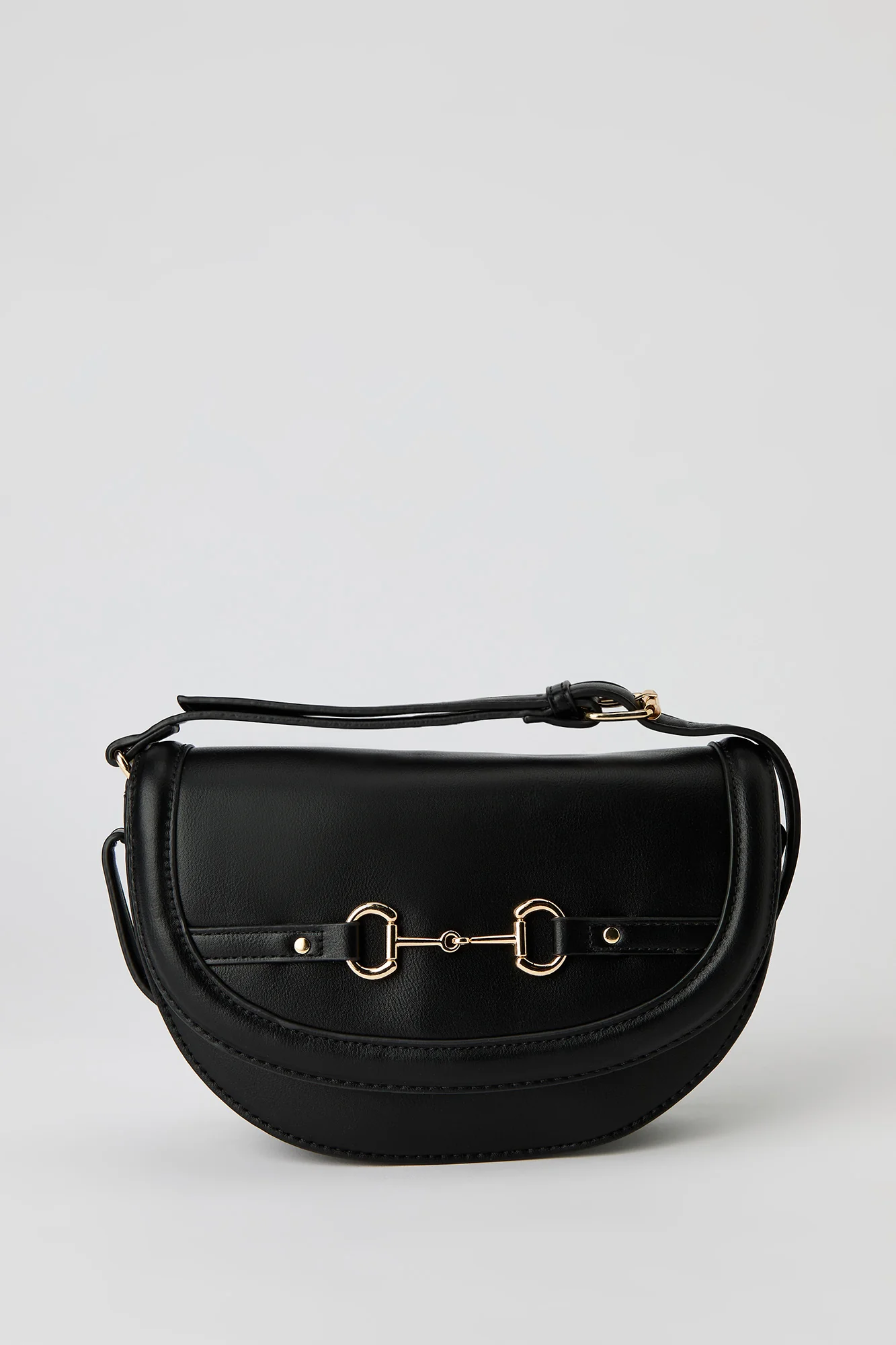 Faux Leather Crossbody Saddle Bag - Image 5