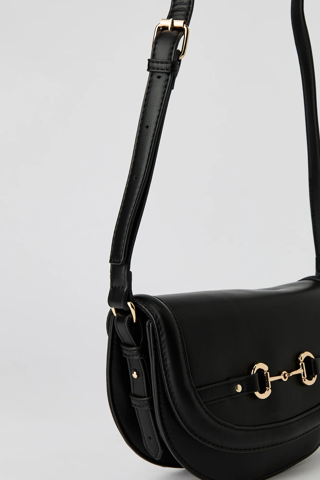 Faux Leather Crossbody Saddle Bag - Image 8