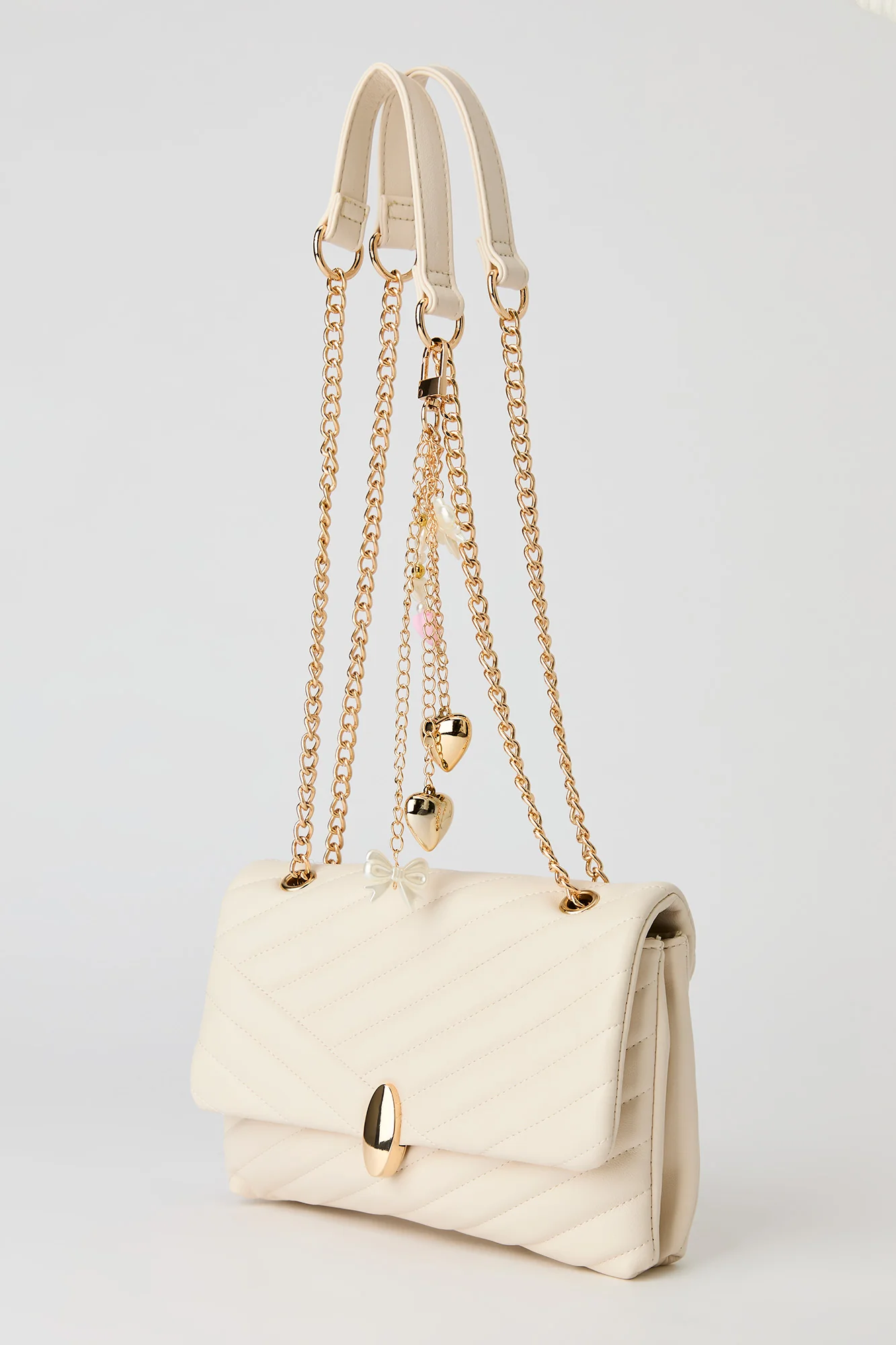 Quilted Dual-Strap Crossbody Purse with Keychain - Image 2
