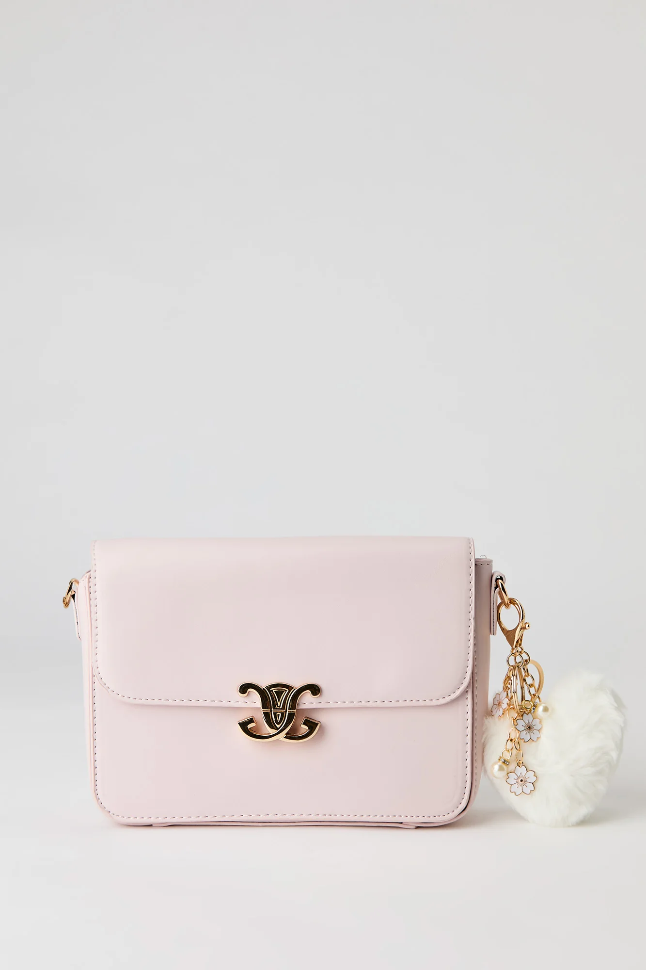 Faux Leather Crossbody Bag with Keychain