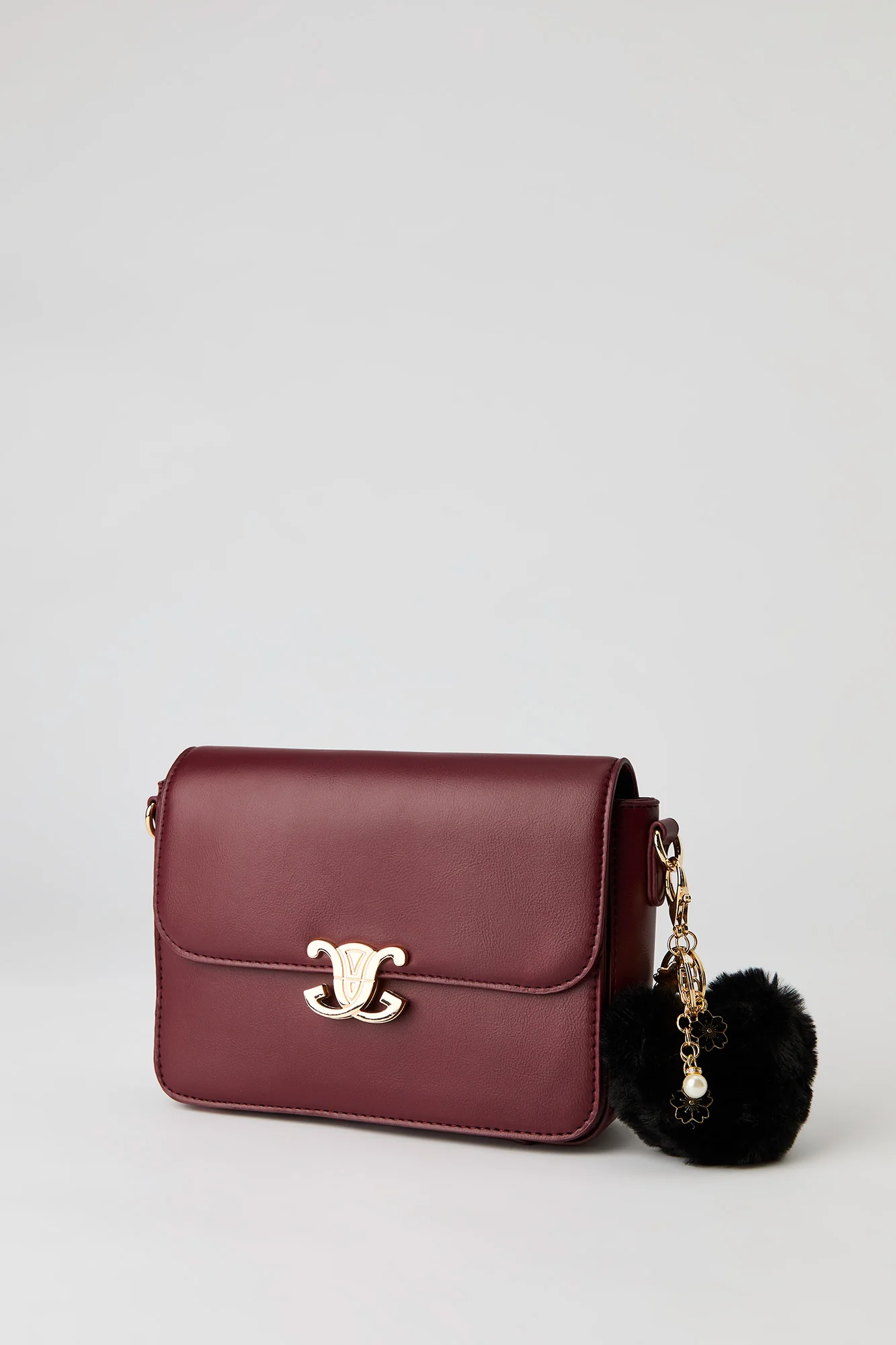 Faux Leather Crossbody Bag with Keychain - Image 10