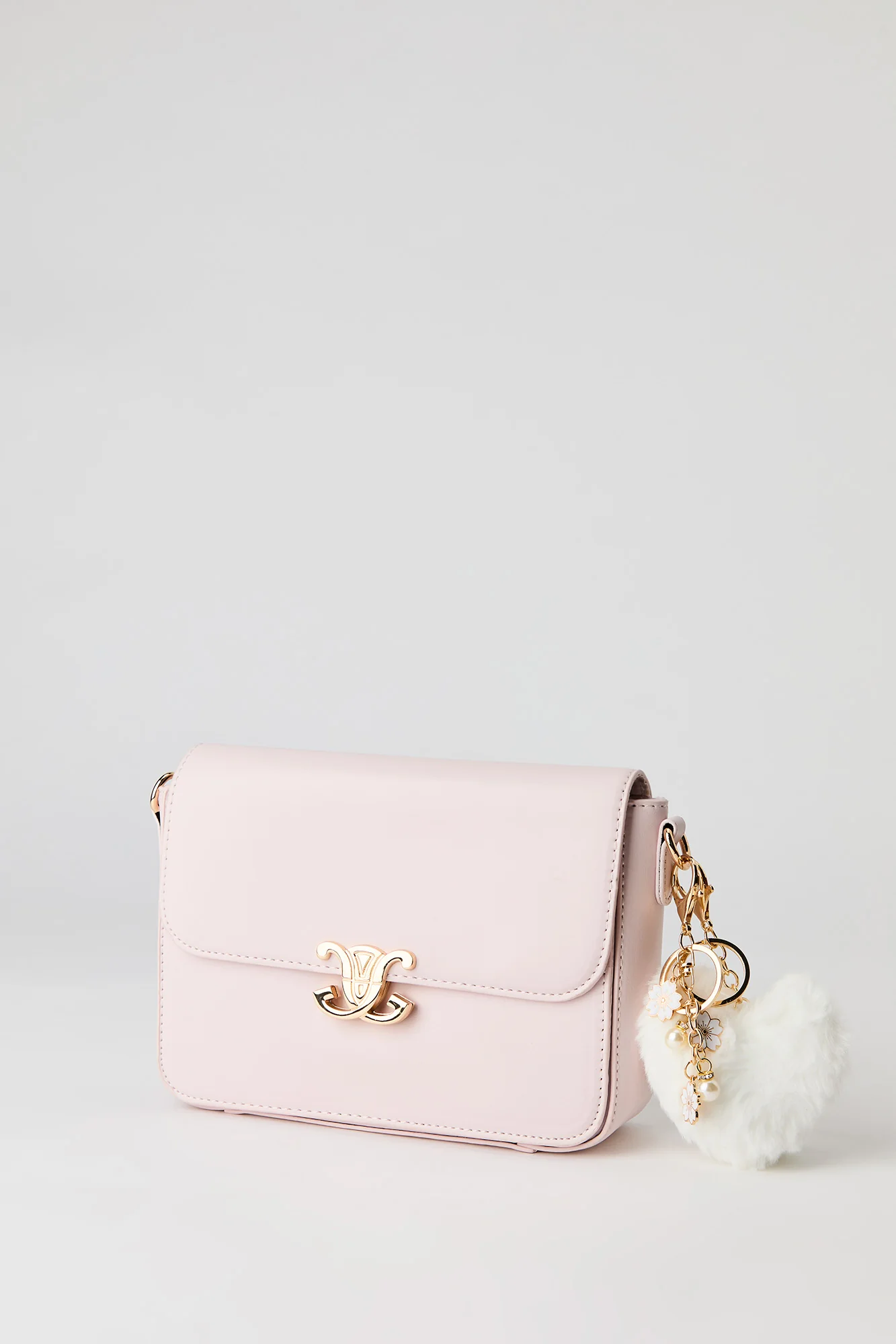 Faux Leather Crossbody Bag with Keychain - Image 2