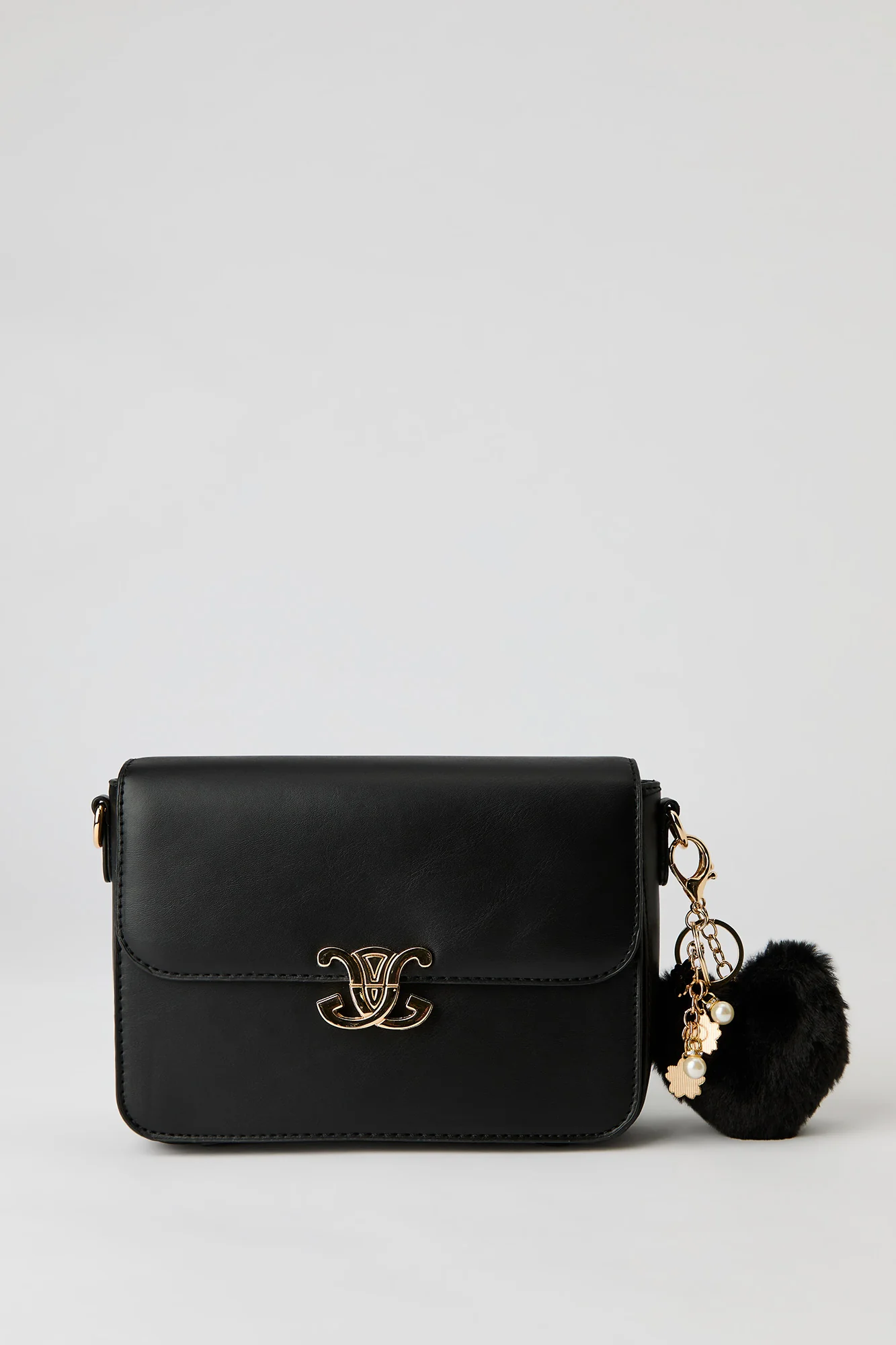 Faux Leather Crossbody Bag with Keychain - Image 5