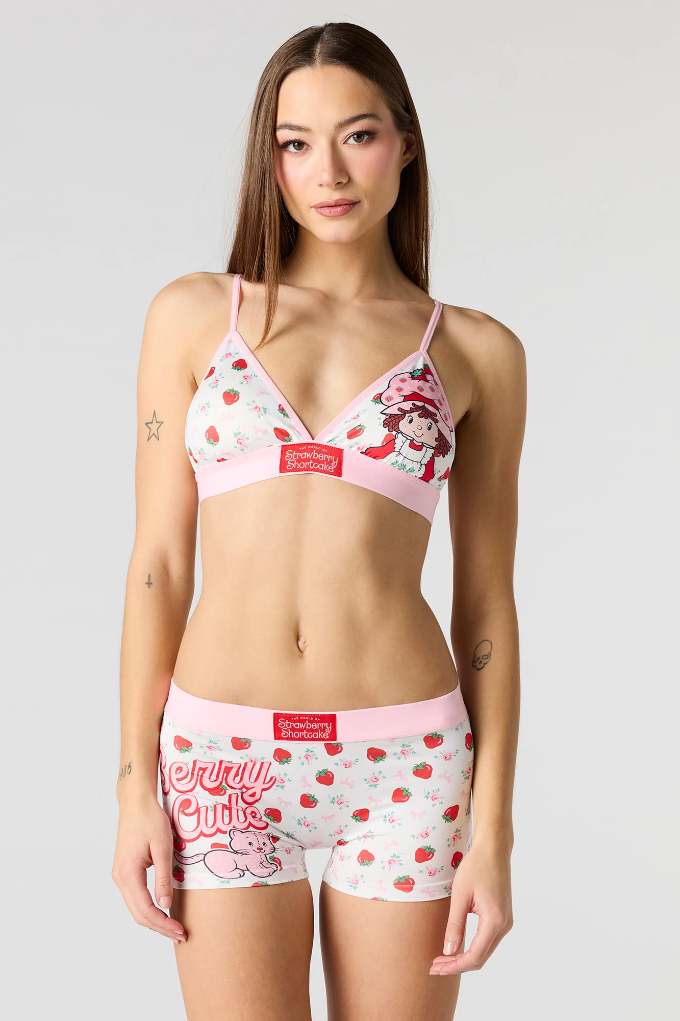 Strawberry Shortcake Triangle Bralette & Boy Short 2 Piece Set - Image 4
