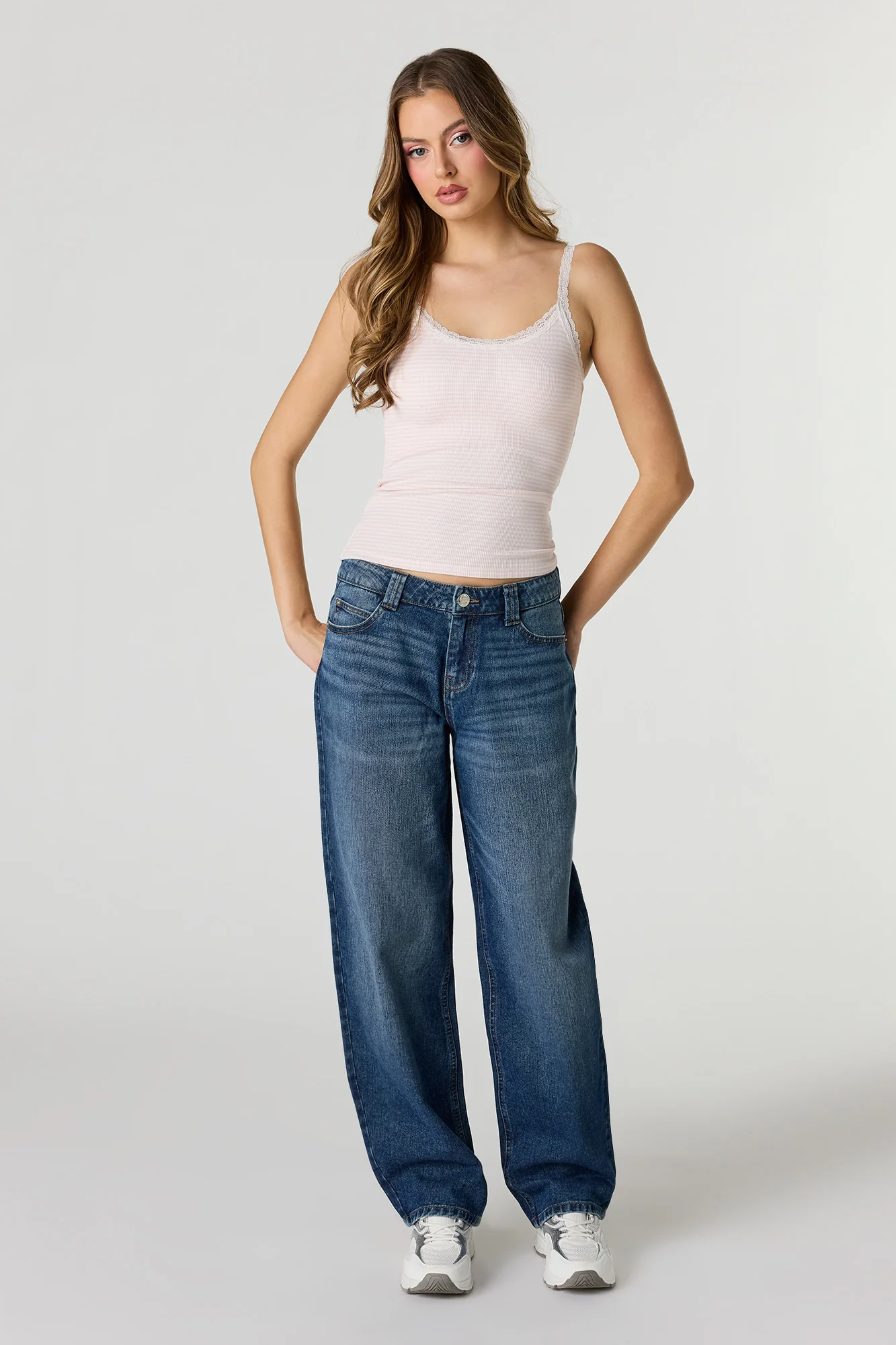 Braless Ribbed Lace Trim Tank - Image 3