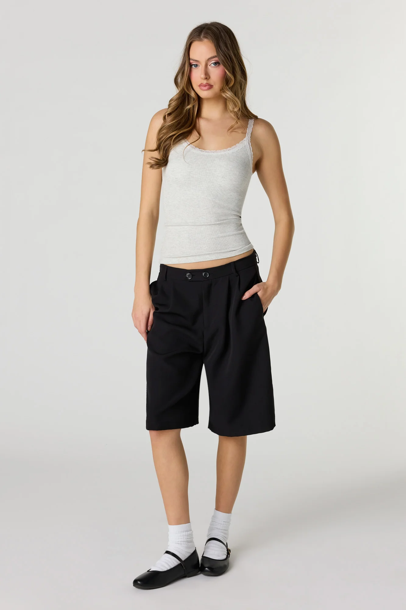 Braless Ribbed Lace Trim Tank - Image 9