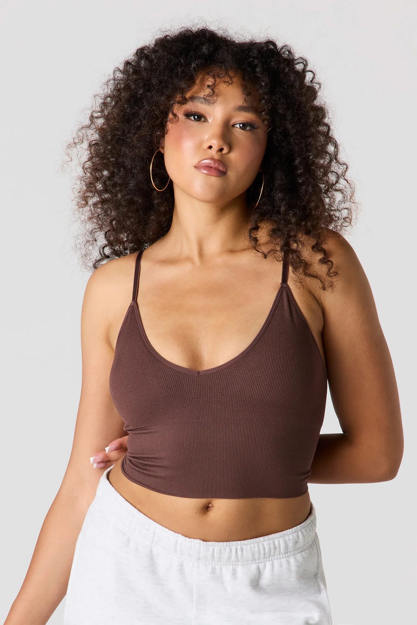 Seamless Ribbed V-Neck Braless Tank - Image 10