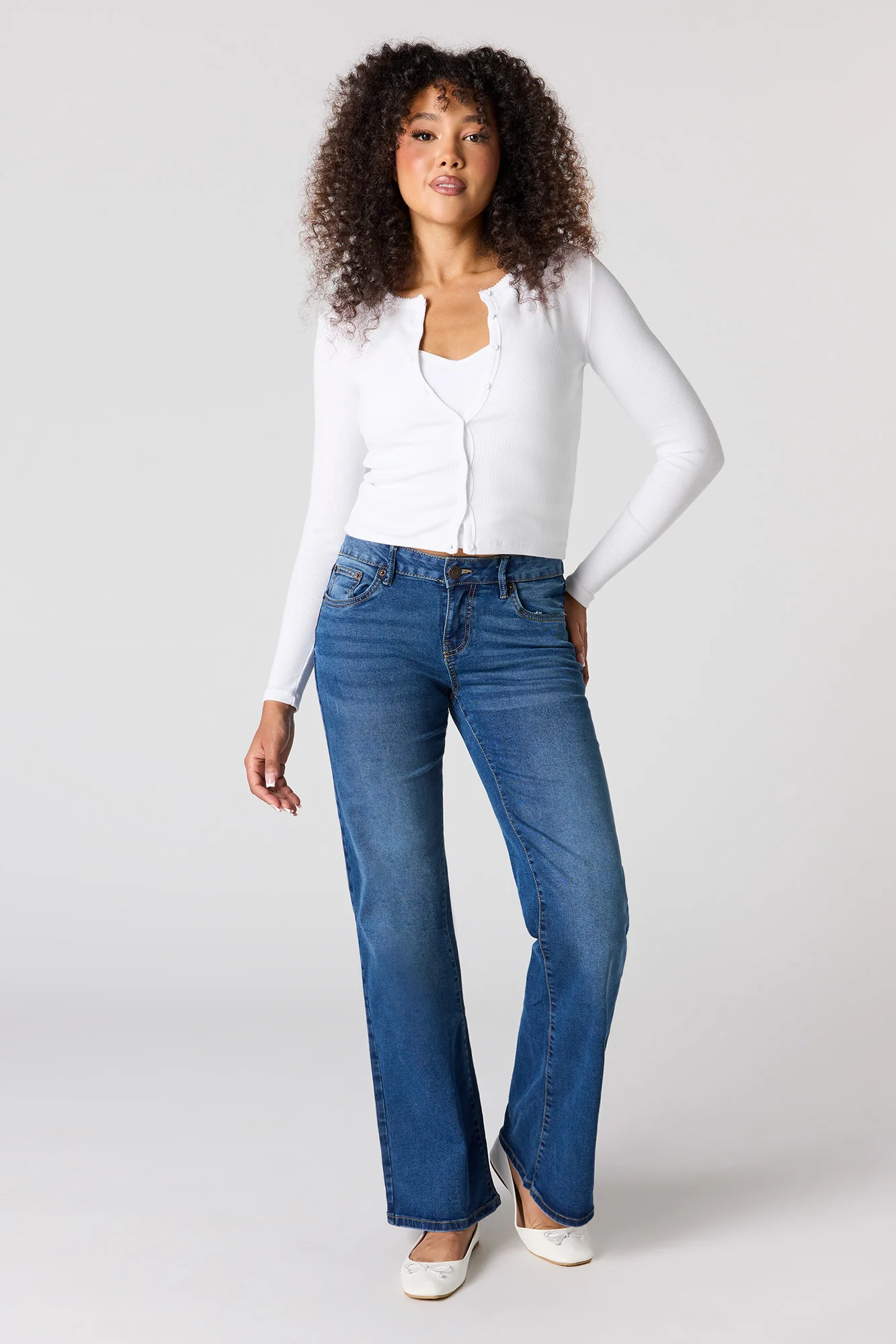 Low Rise Push Up Flare Dark Jean