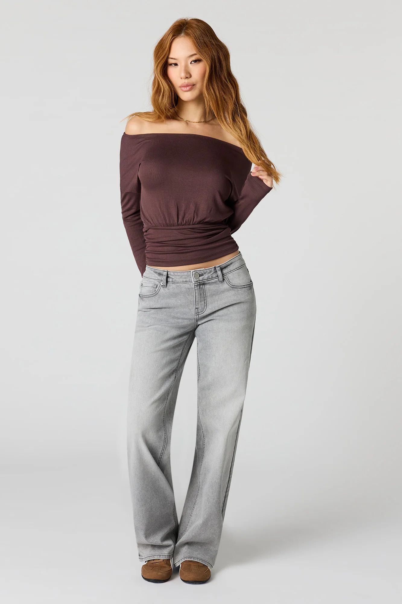 Stretch Low Rise Baggy Light Grey Jean