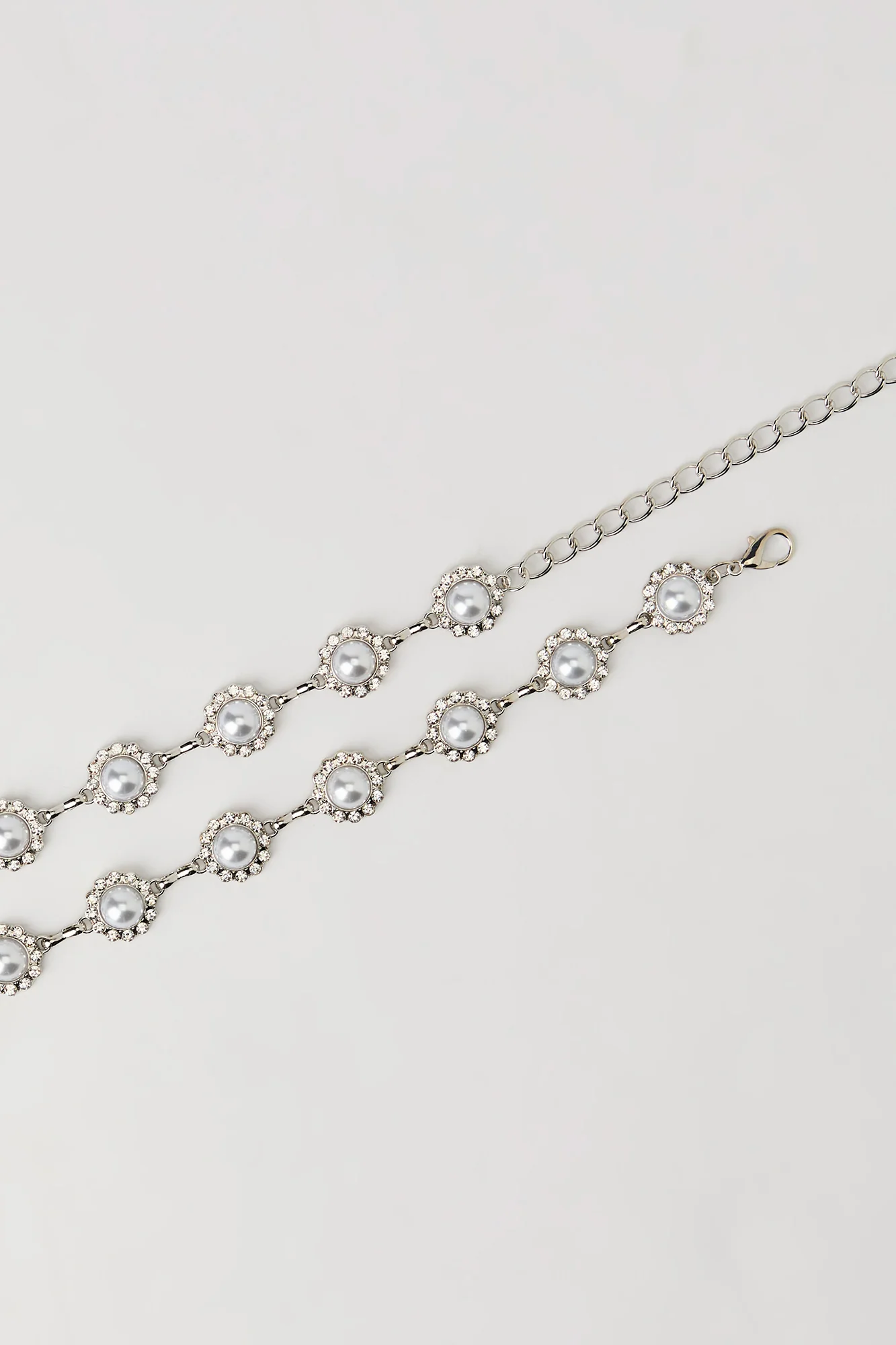 Faux Pearl Rhinestone Chain Belt - Image 2