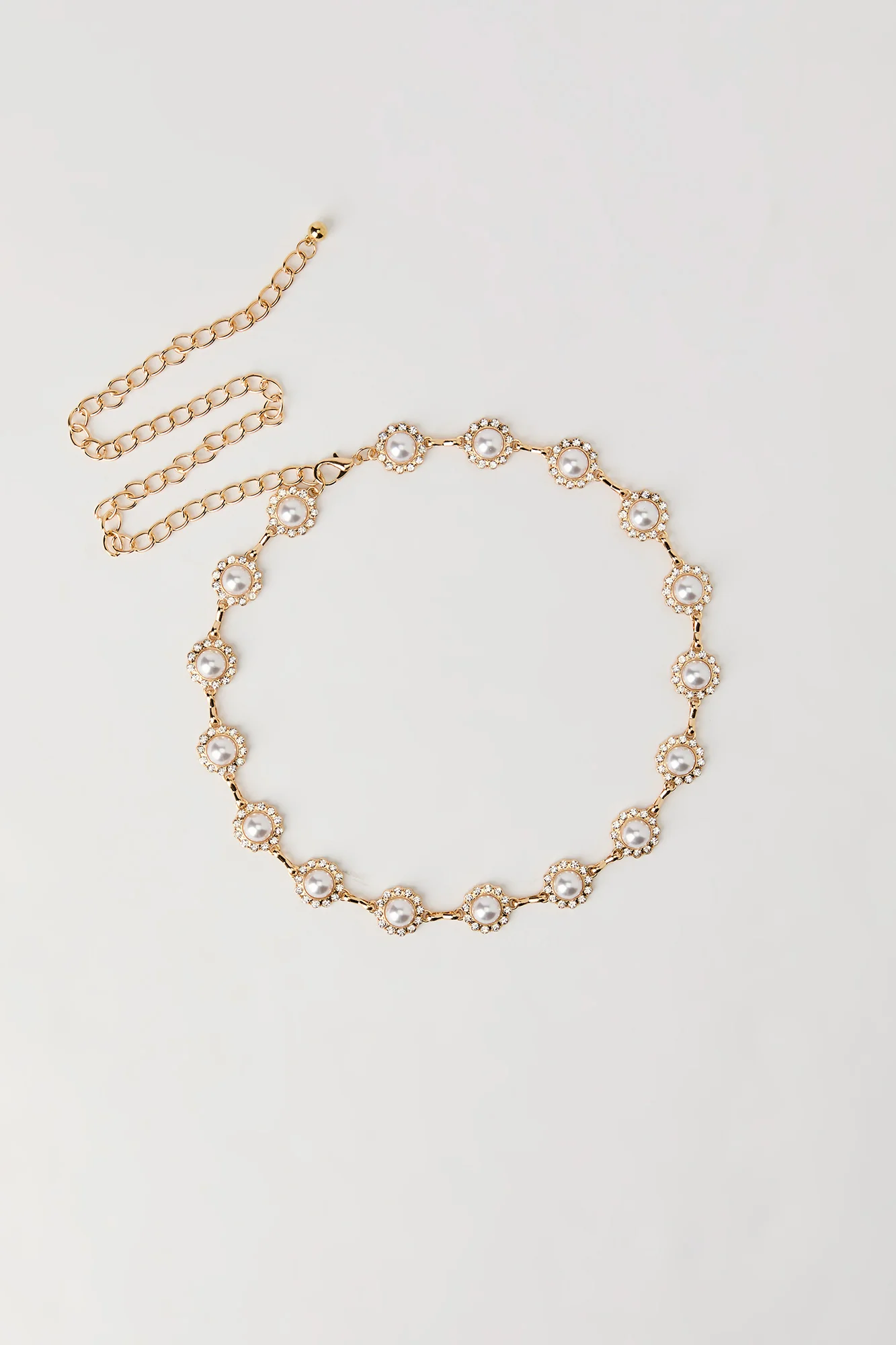 Faux Pearl Rhinestone Chain Belt - Image 3