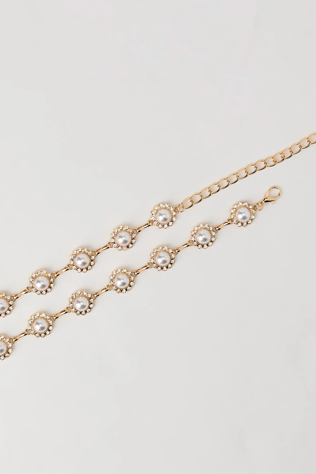 Faux Pearl Rhinestone Chain Belt - Image 4