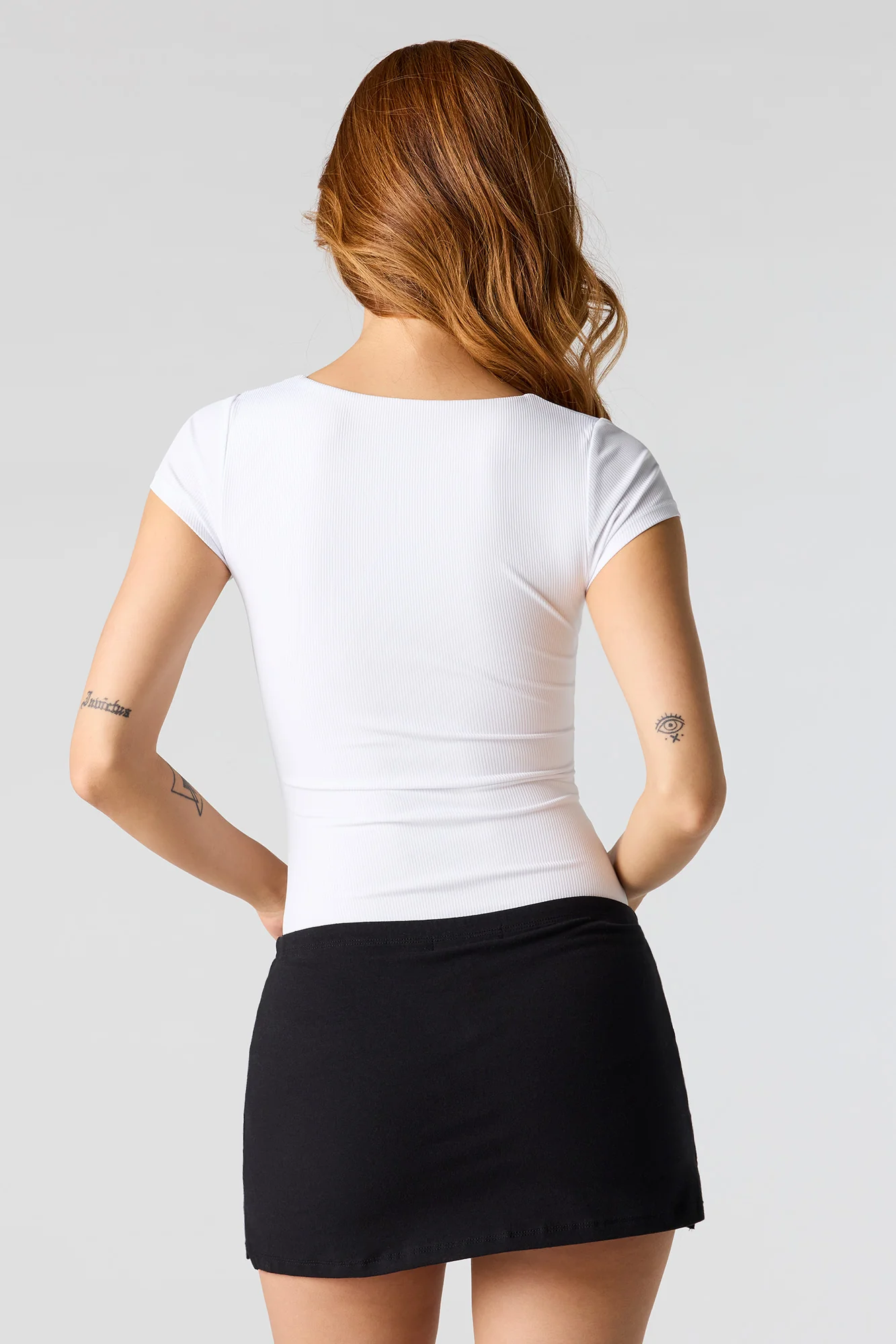 Contour Ribbed Square Neck T-Shirt Bodysuit - Image 2