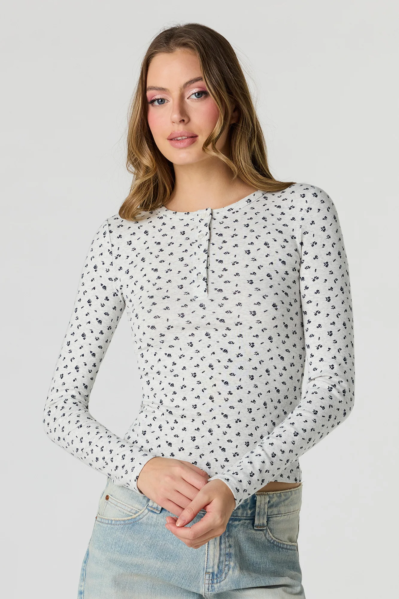 Ribbed Long Sleeve Henley Top - Image 10