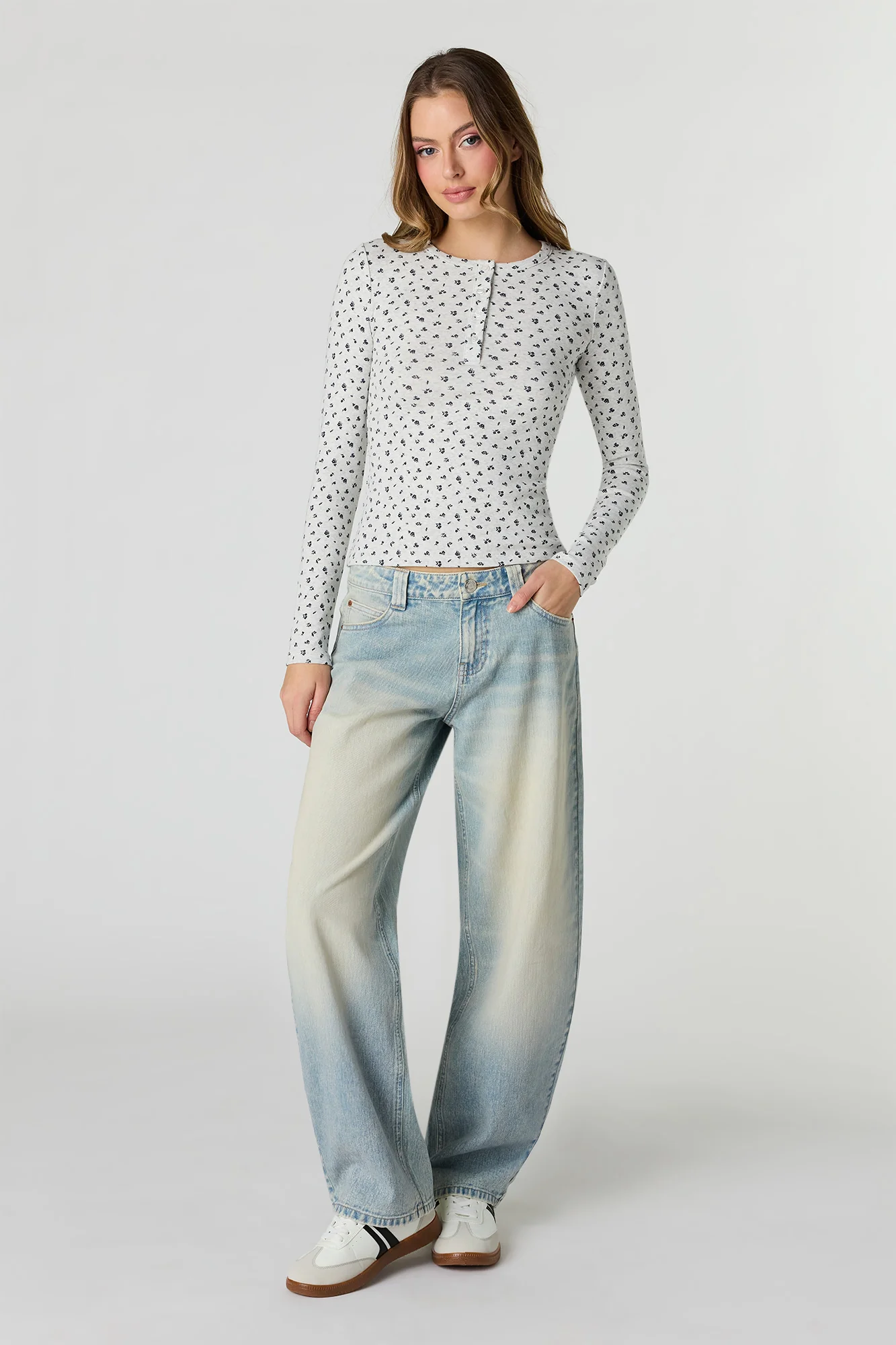 Ribbed Long Sleeve Henley Top - Image 12