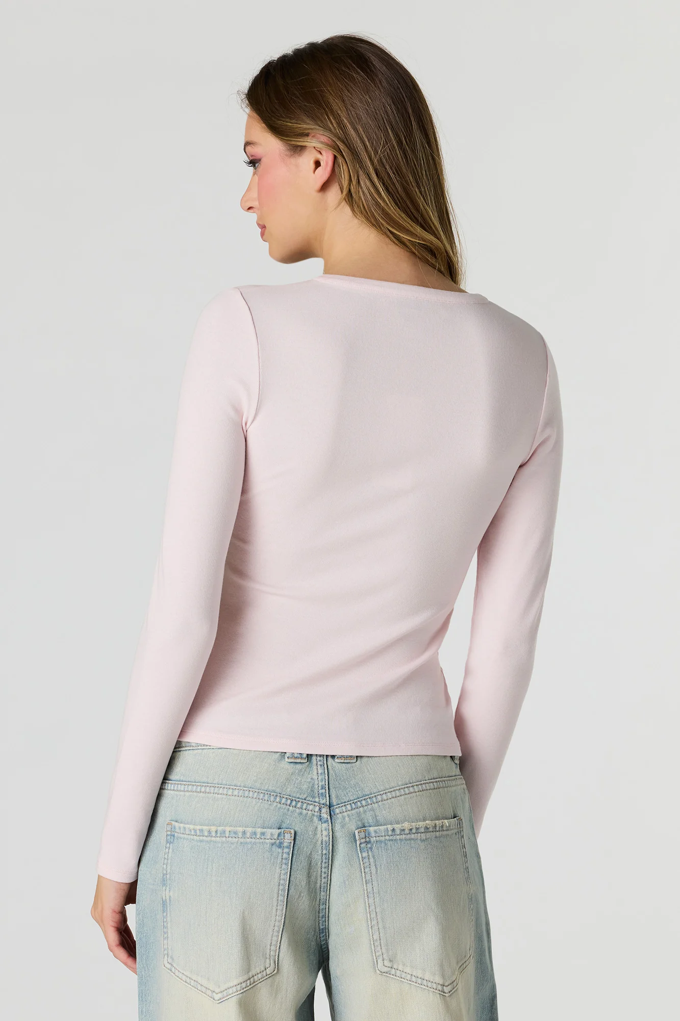 Ribbed Long Sleeve Henley Top - Image 20