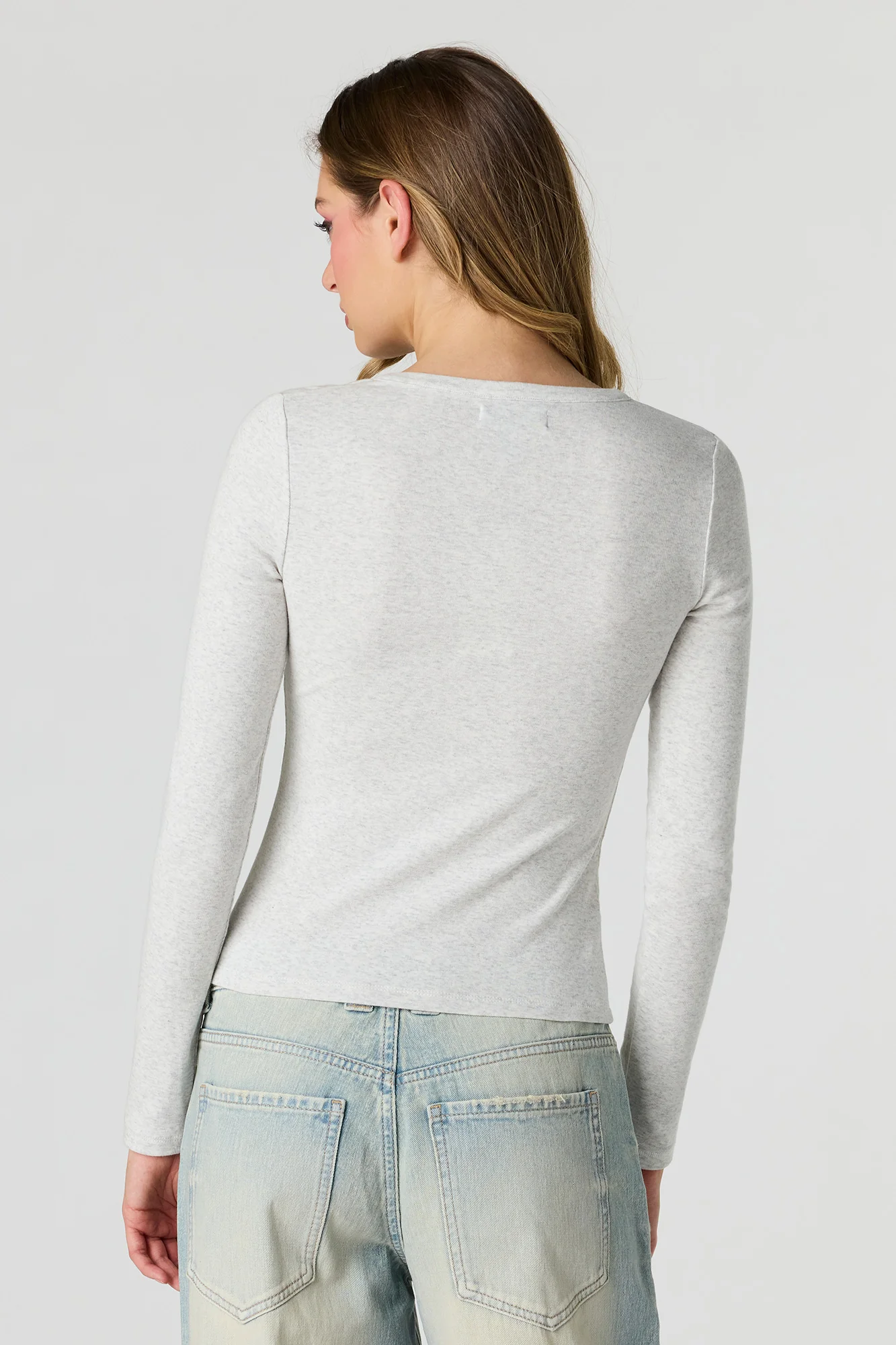 Ribbed Long Sleeve Henley Top - Image 8