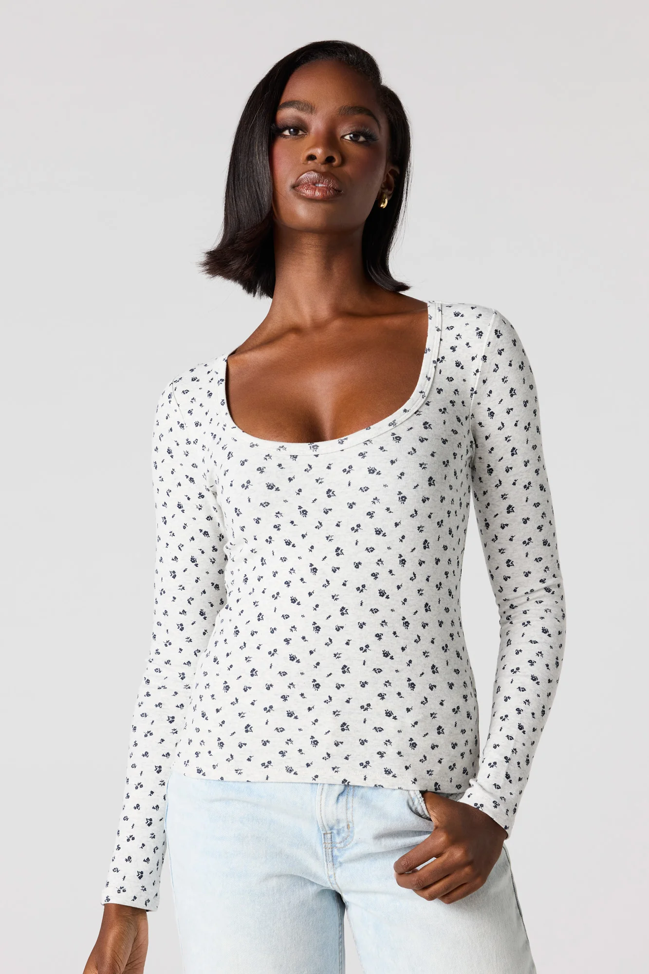 Ribbed Scoop Neck Long Sleeve Top - Image 11