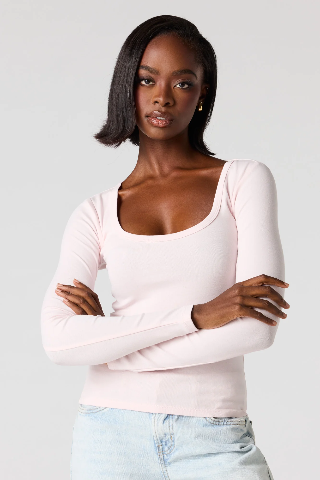 Ribbed Scoop Neck Long Sleeve Top - Image 17